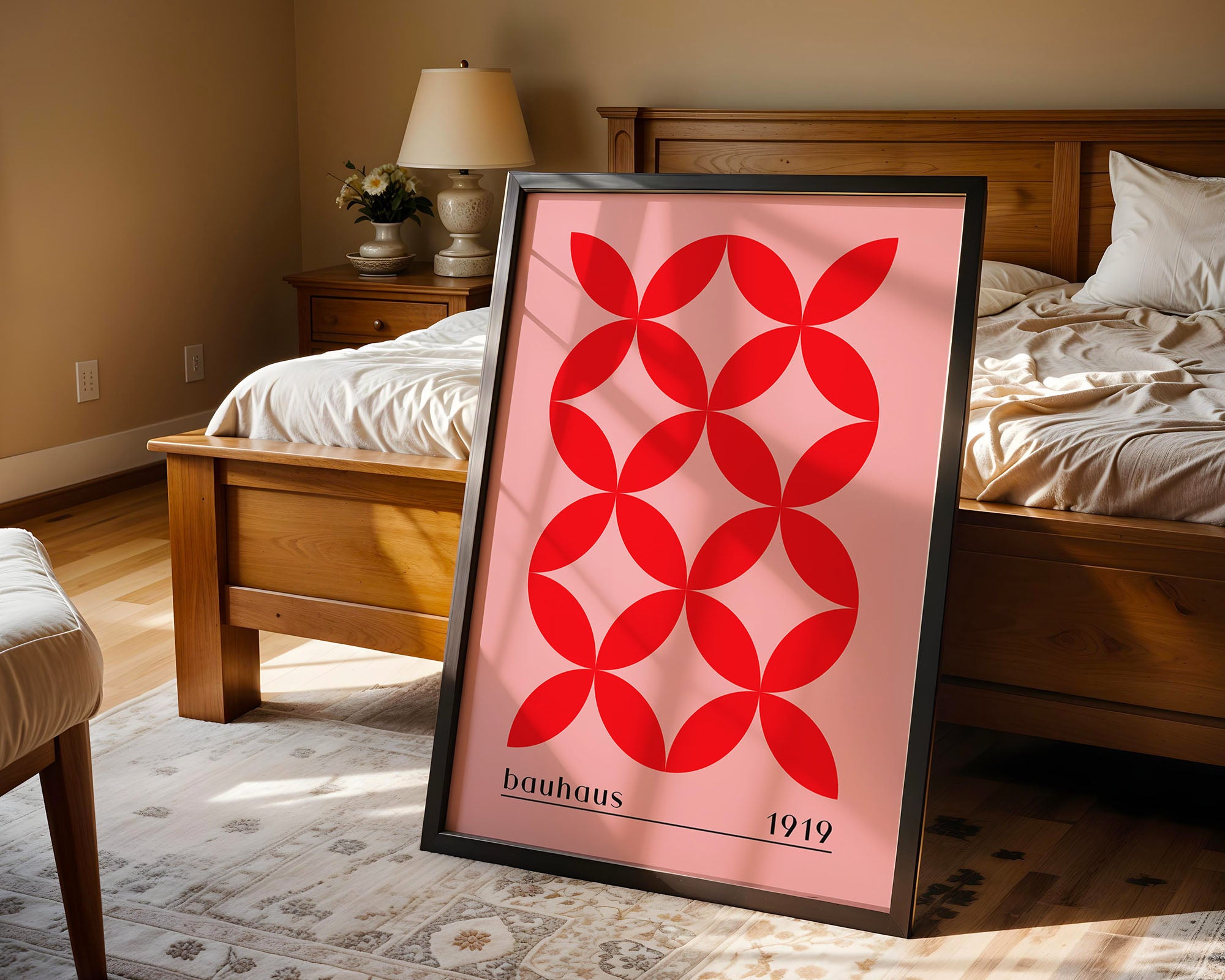 Bauhaus Petal Grid In Scarlet Red