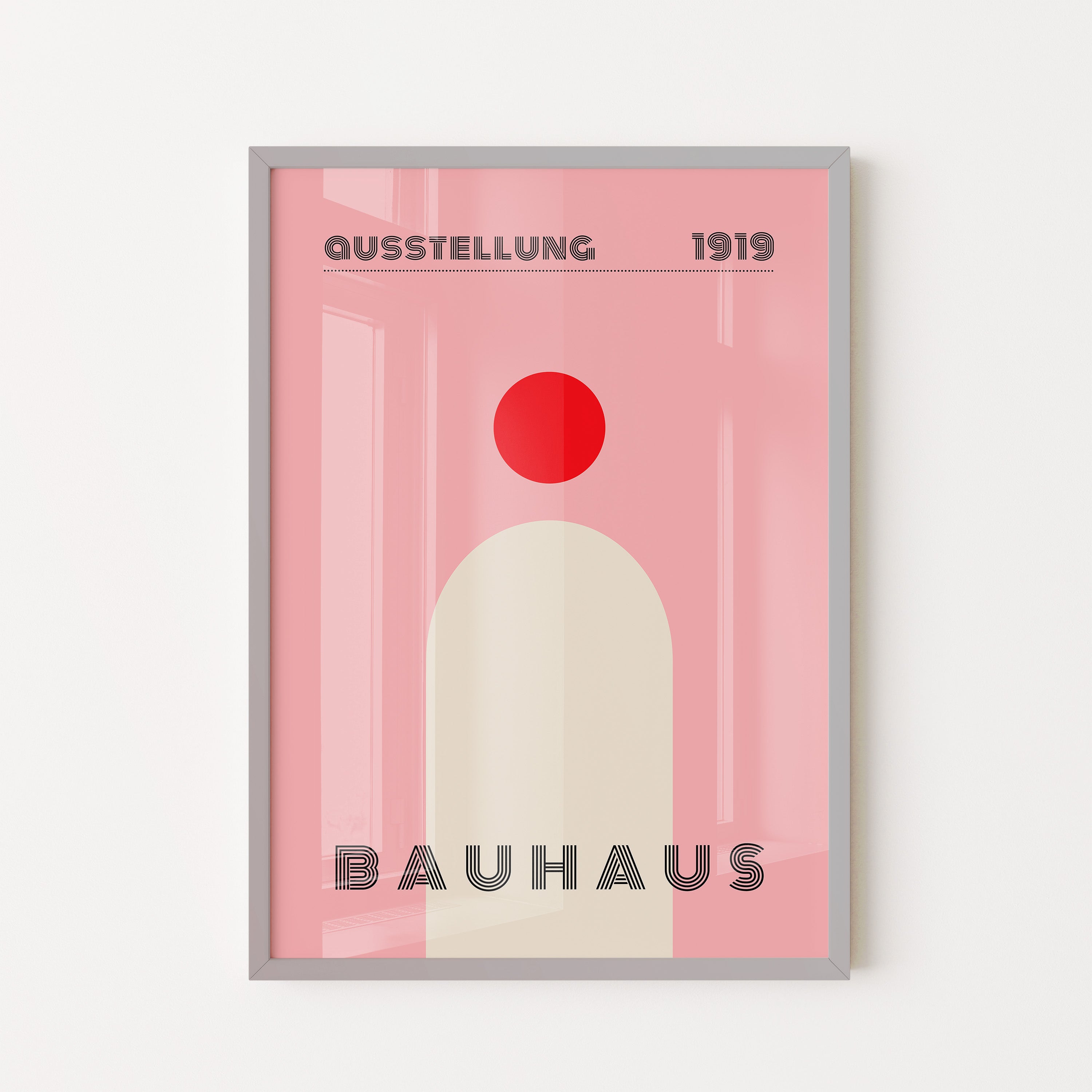 Bauhaus Minimal Arch With Crimson Sun