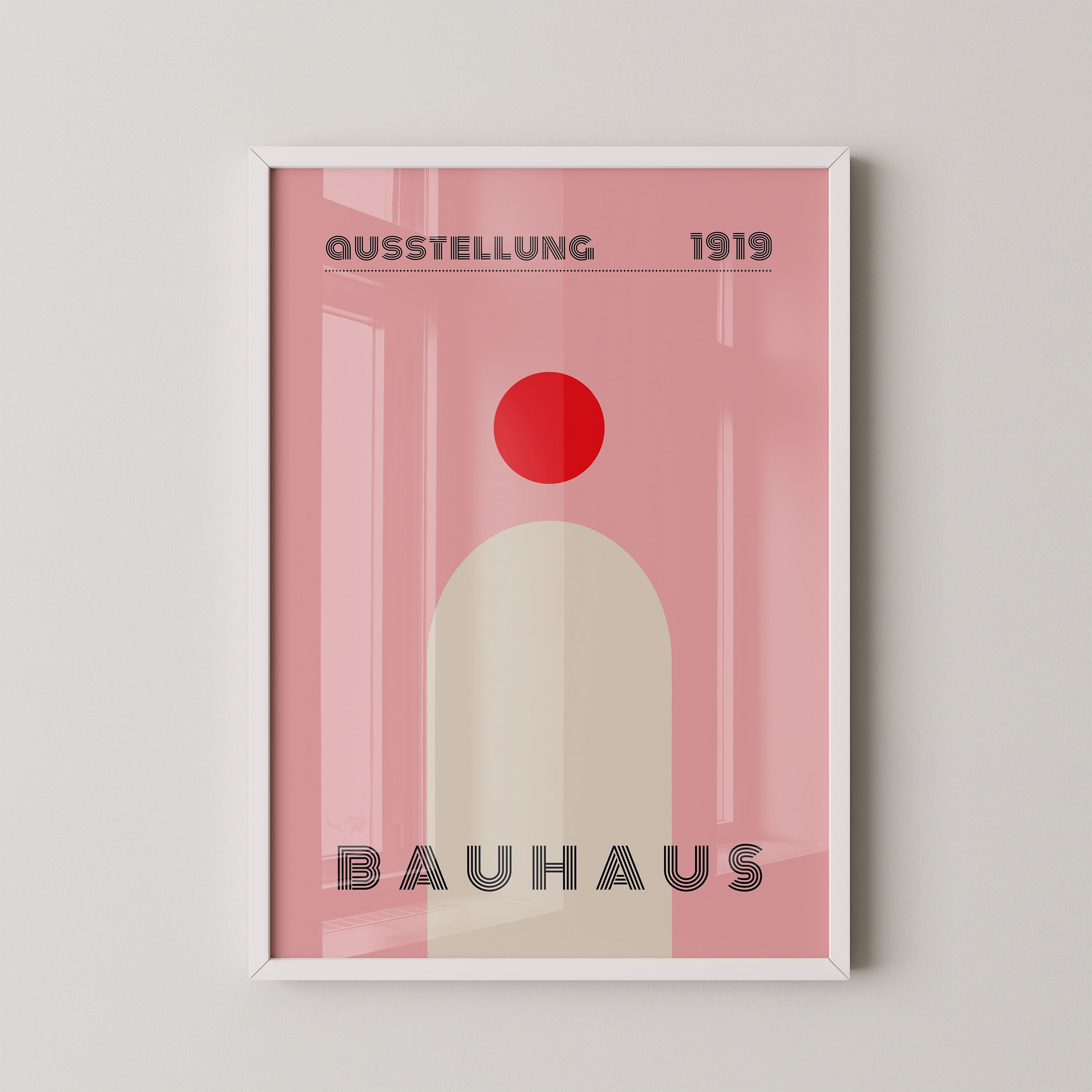 Bauhaus Minimal Arch With Crimson Sun
