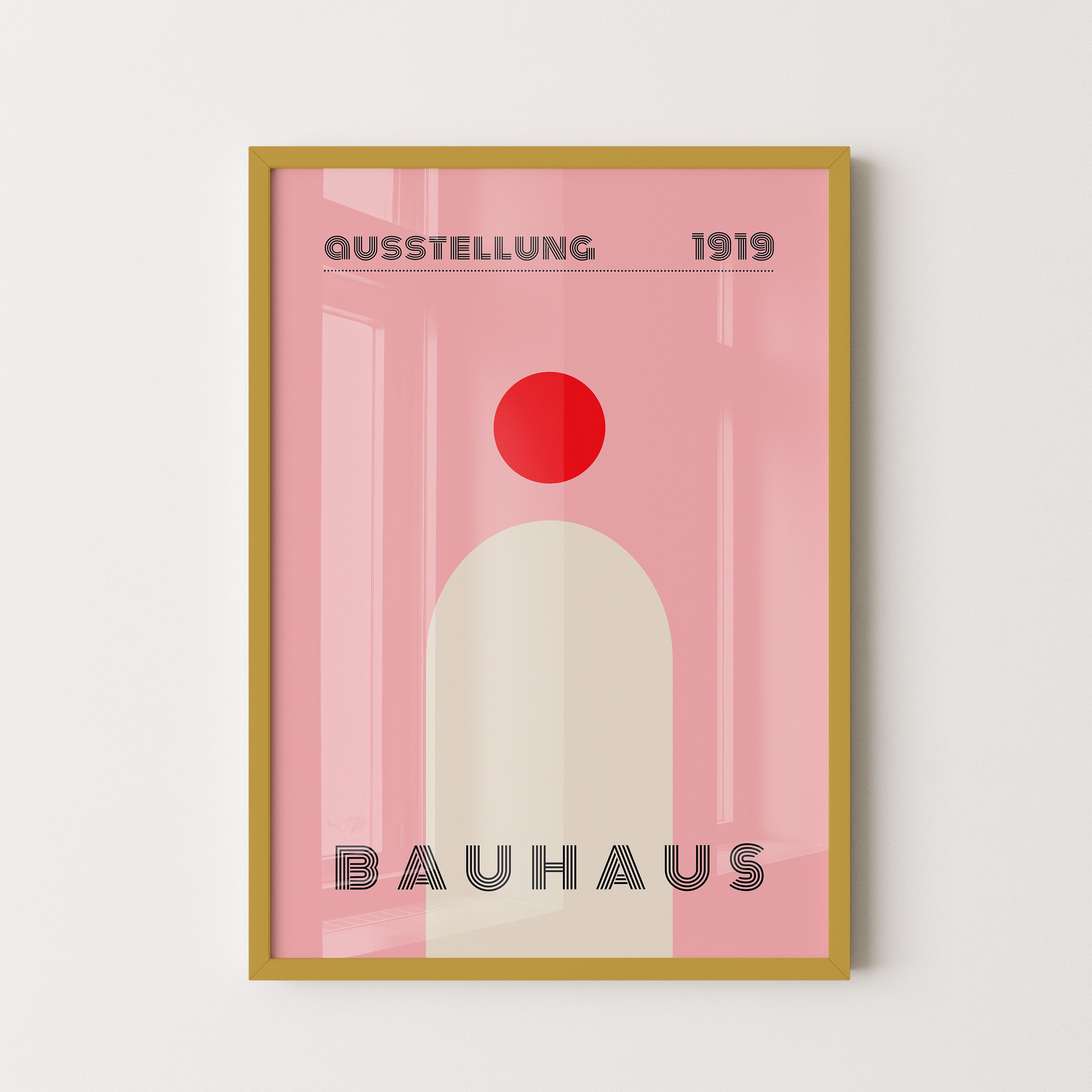 Bauhaus Minimal Arch With Crimson Sun