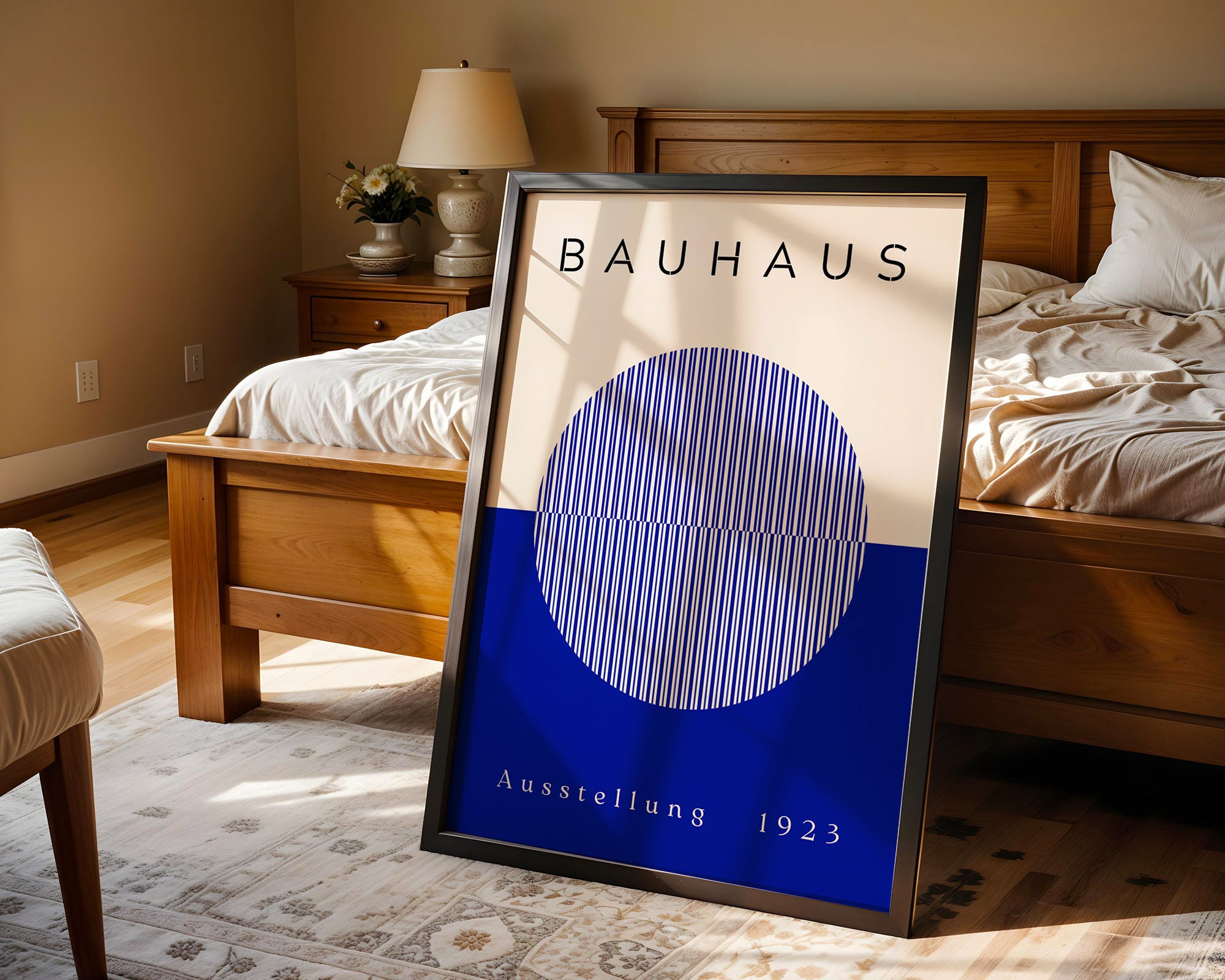 Bauhaus Striped Circle In Cobalt Blue
