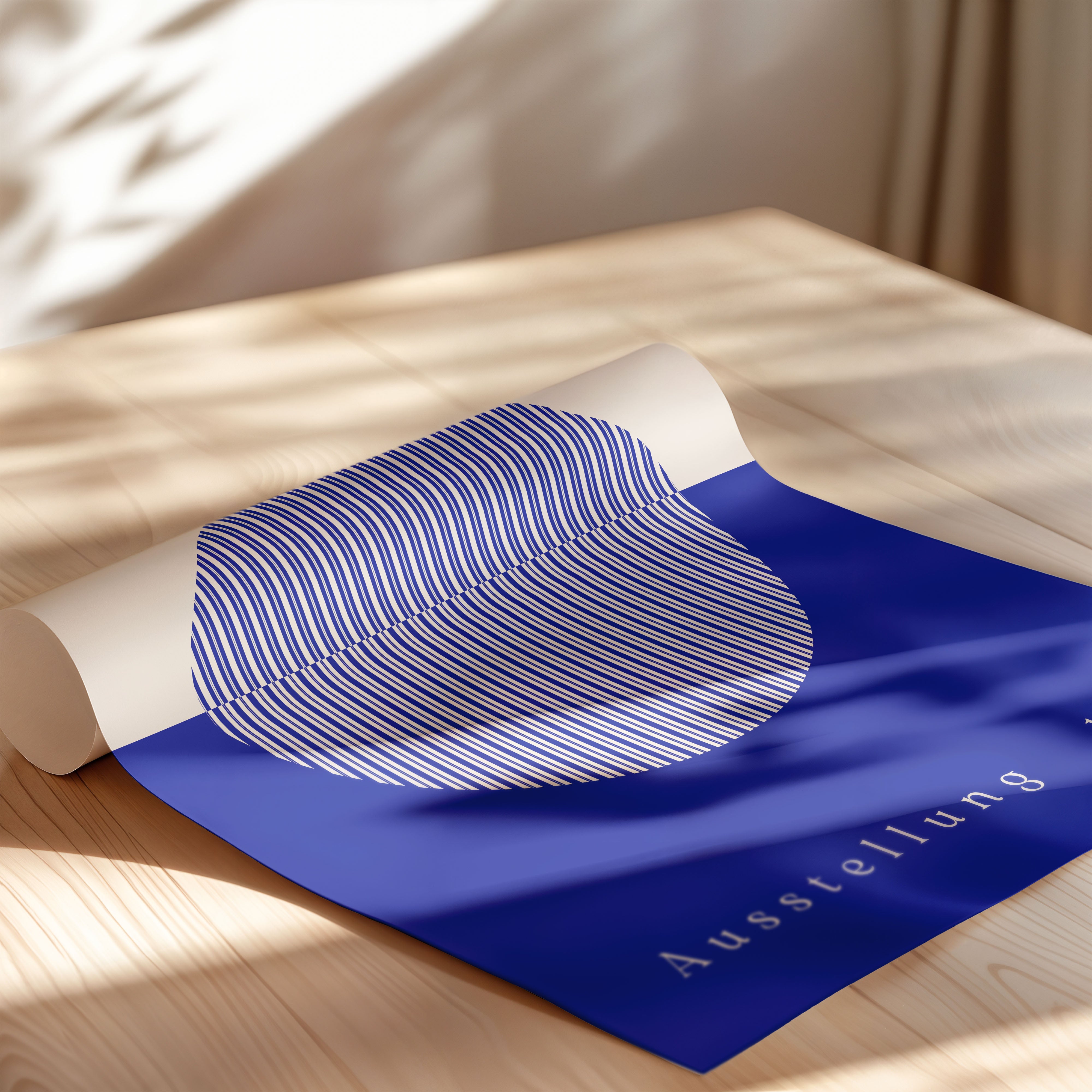 Bauhaus Striped Circle In Cobalt Blue