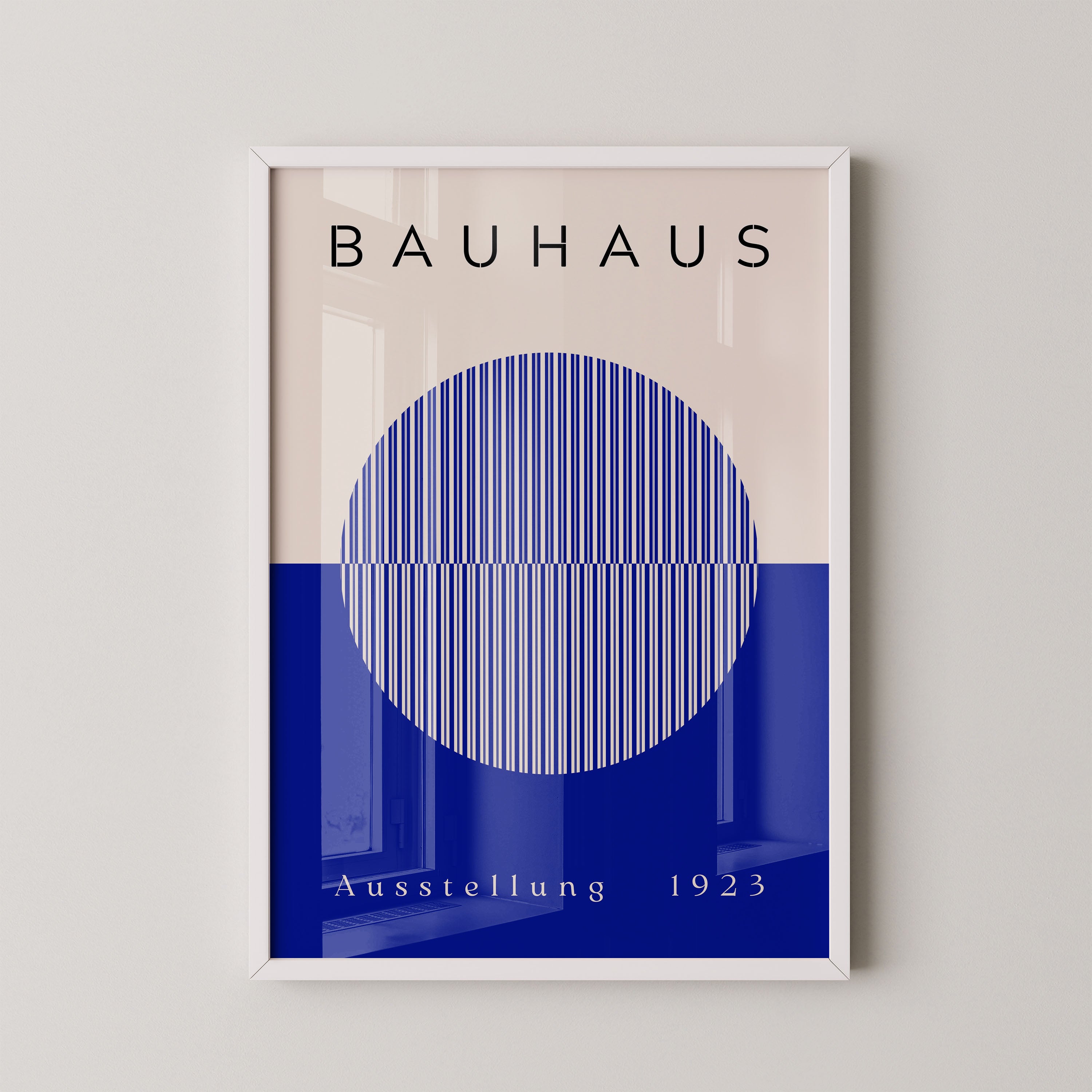 Bauhaus Striped Circle In Cobalt Blue