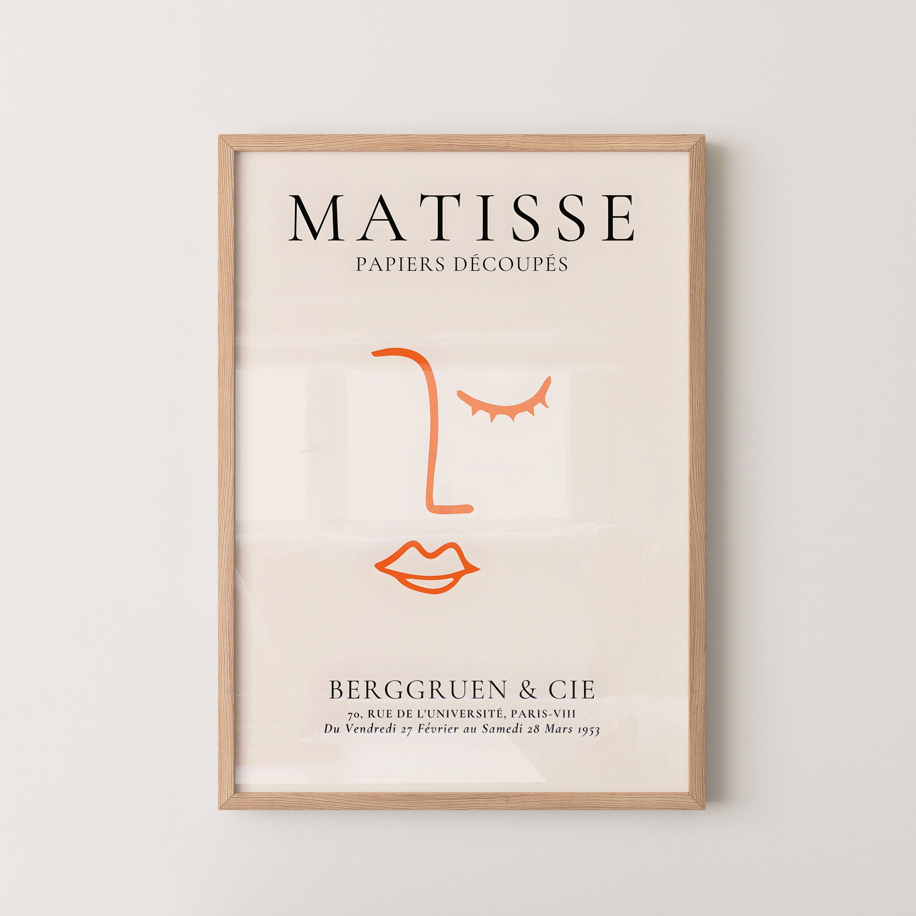 Henri Matisse Minimal Line Portrait In Orange