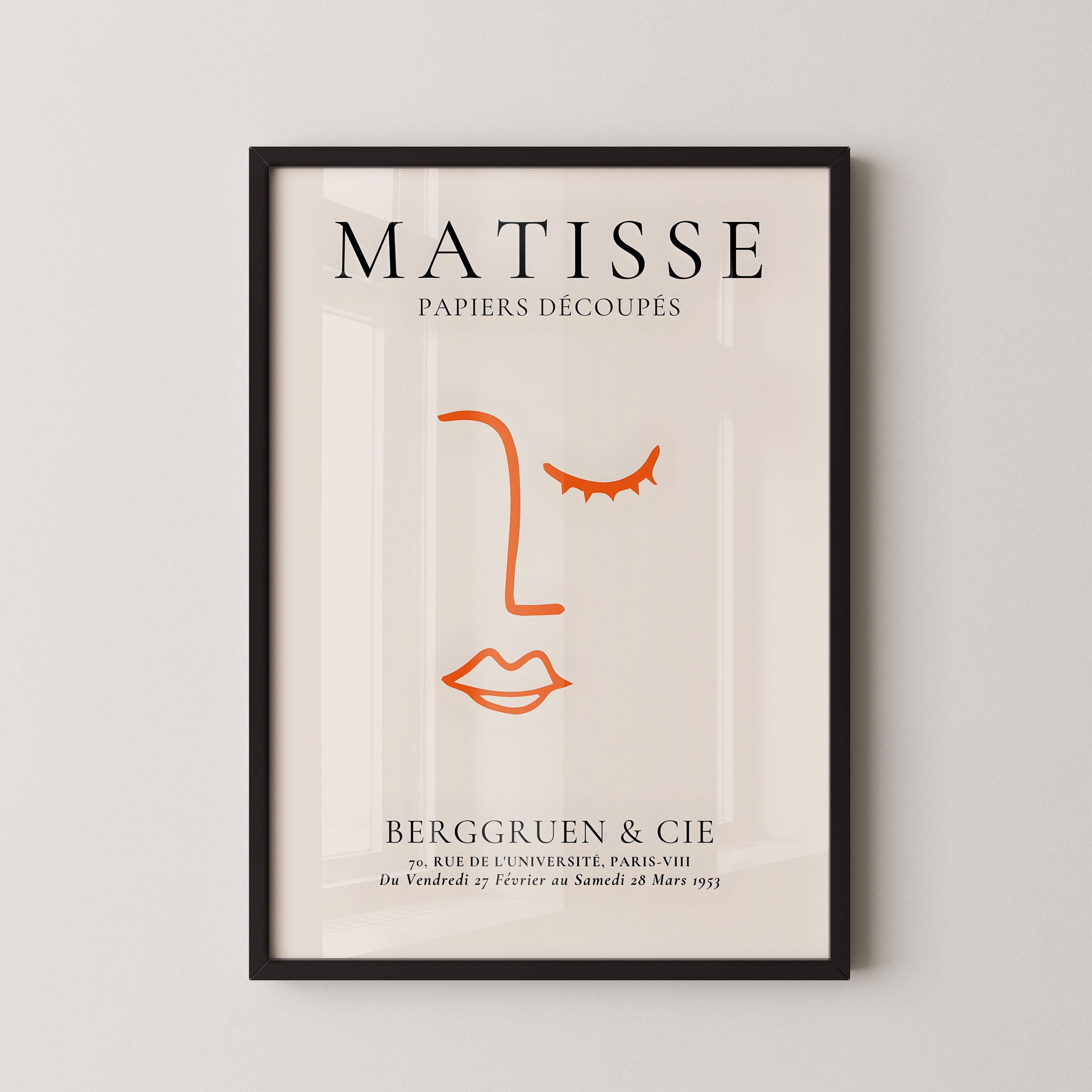 Henri Matisse Minimal Line Portrait In Orange