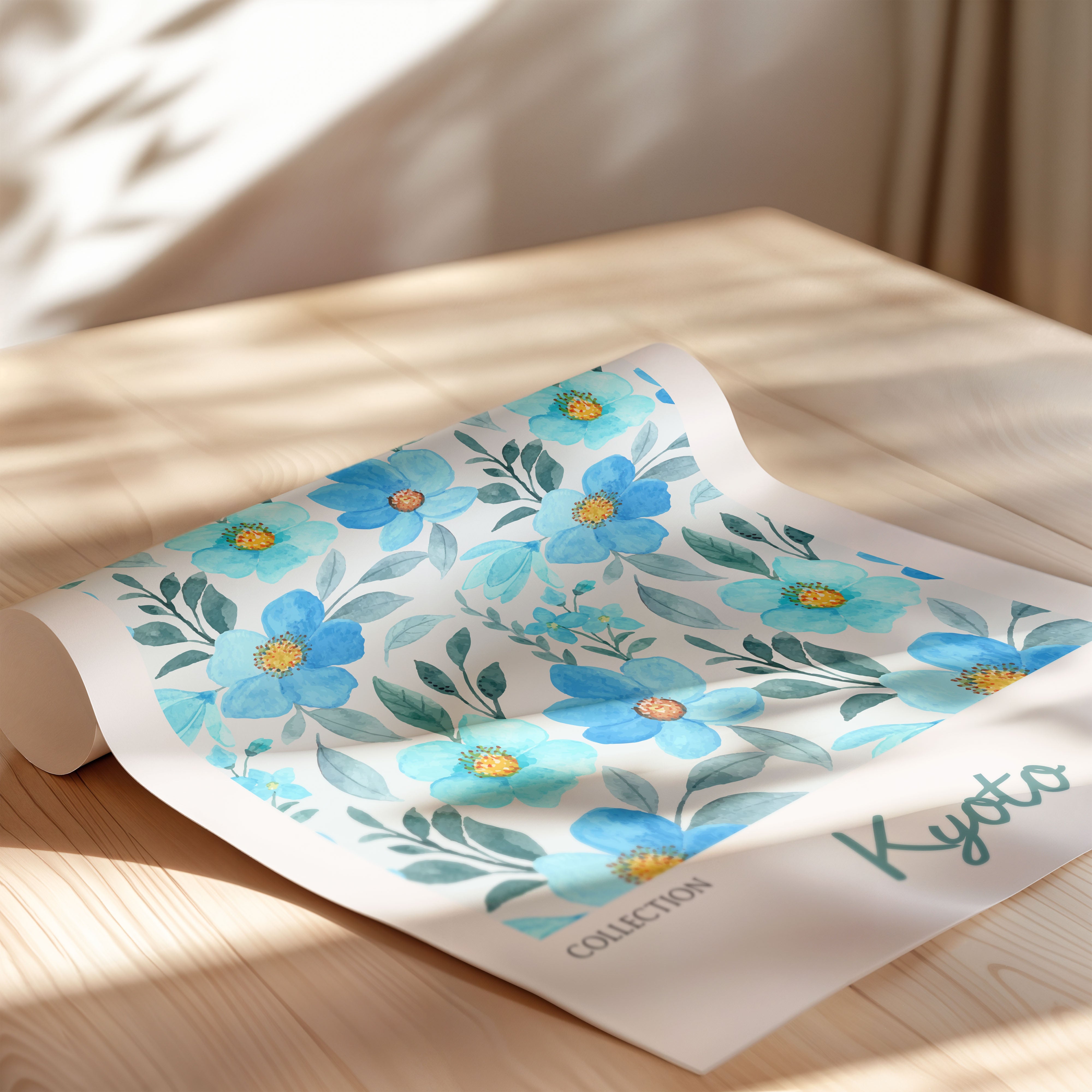 Kyoto Fresh Blue Floral Pattern