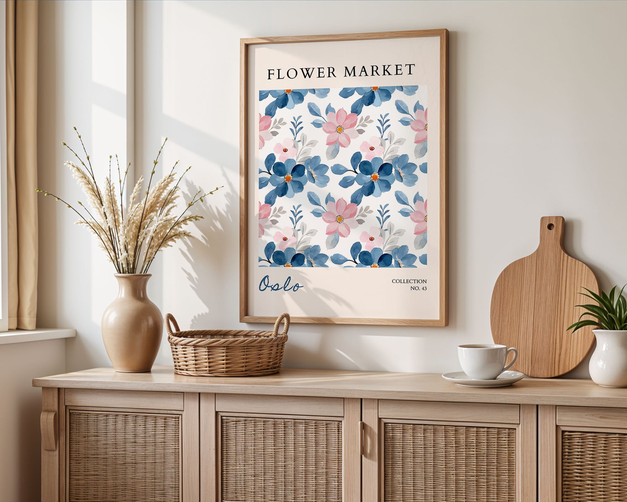 Oslo Soft Blue Floral Pattern