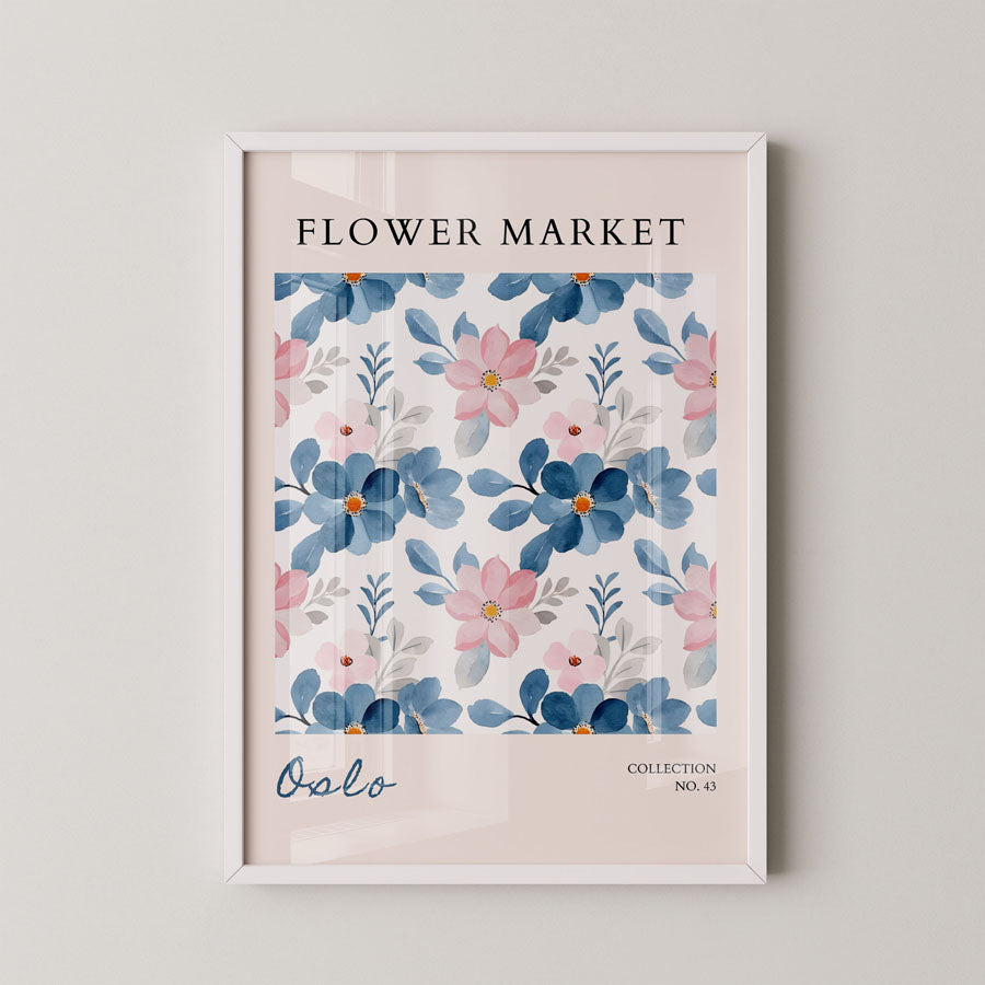 Oslo Soft Blue Floral Pattern