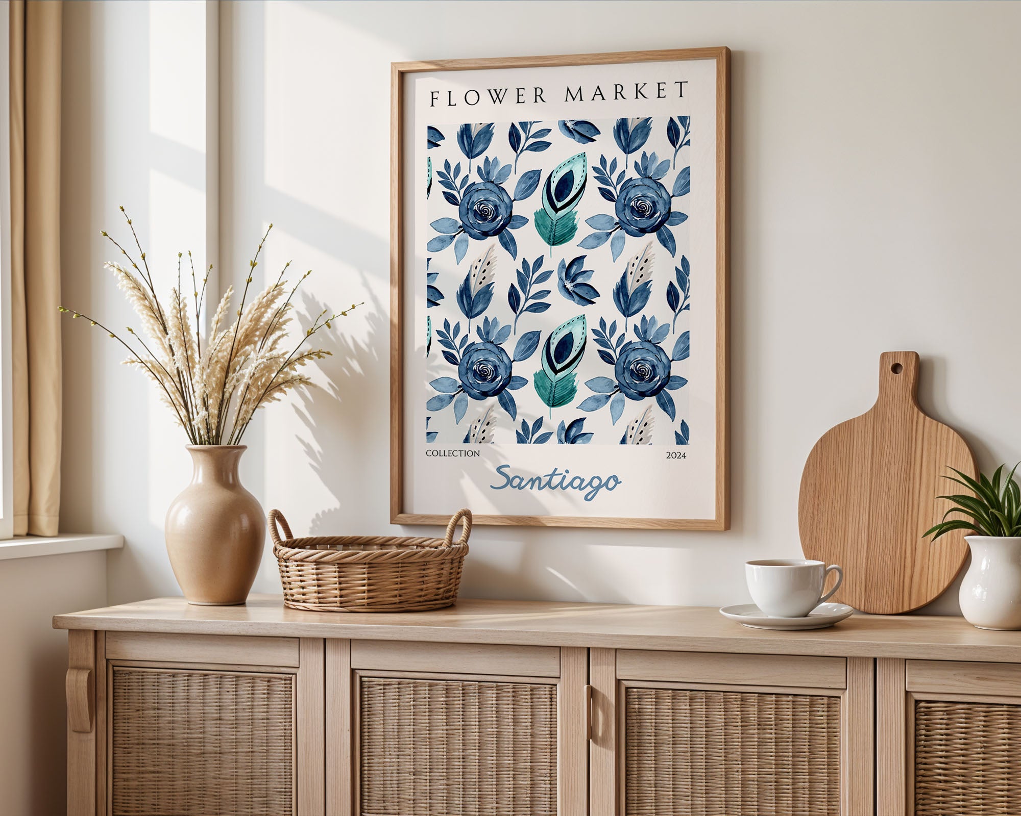 Santiago Blue Botanical Pattern