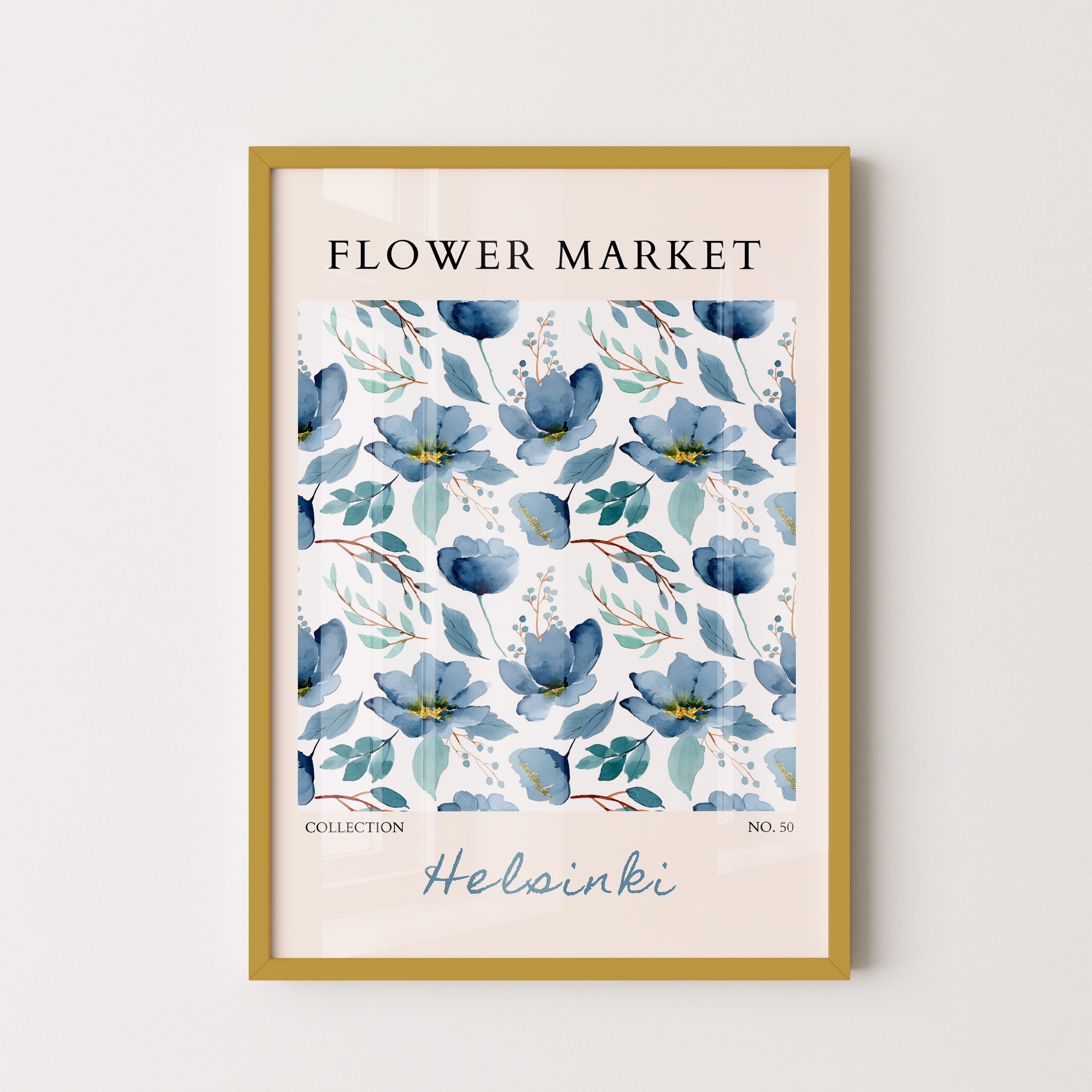 Helsinki Blue Floral Calm Pattern