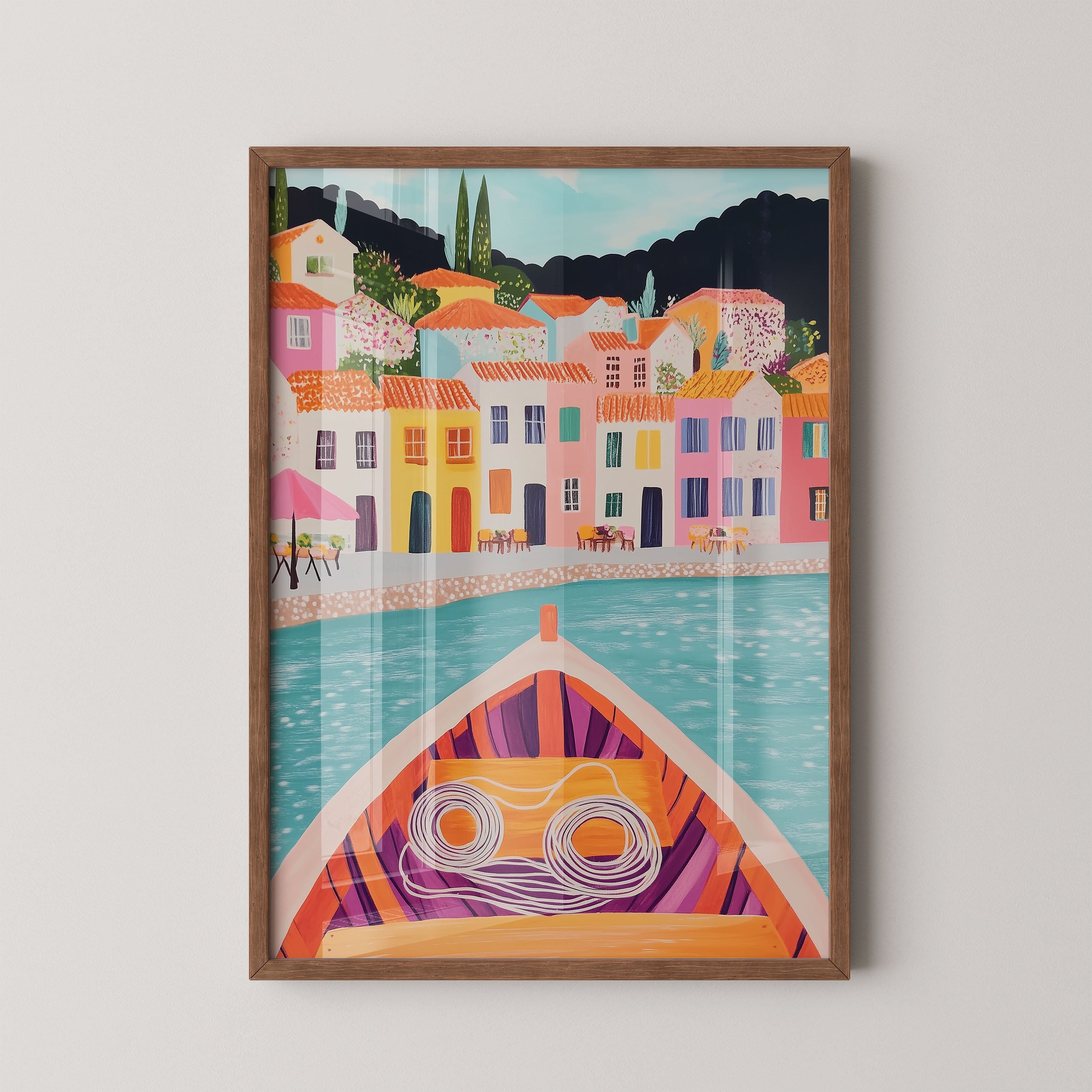 Boat View Of Mediterranean Coastal Village