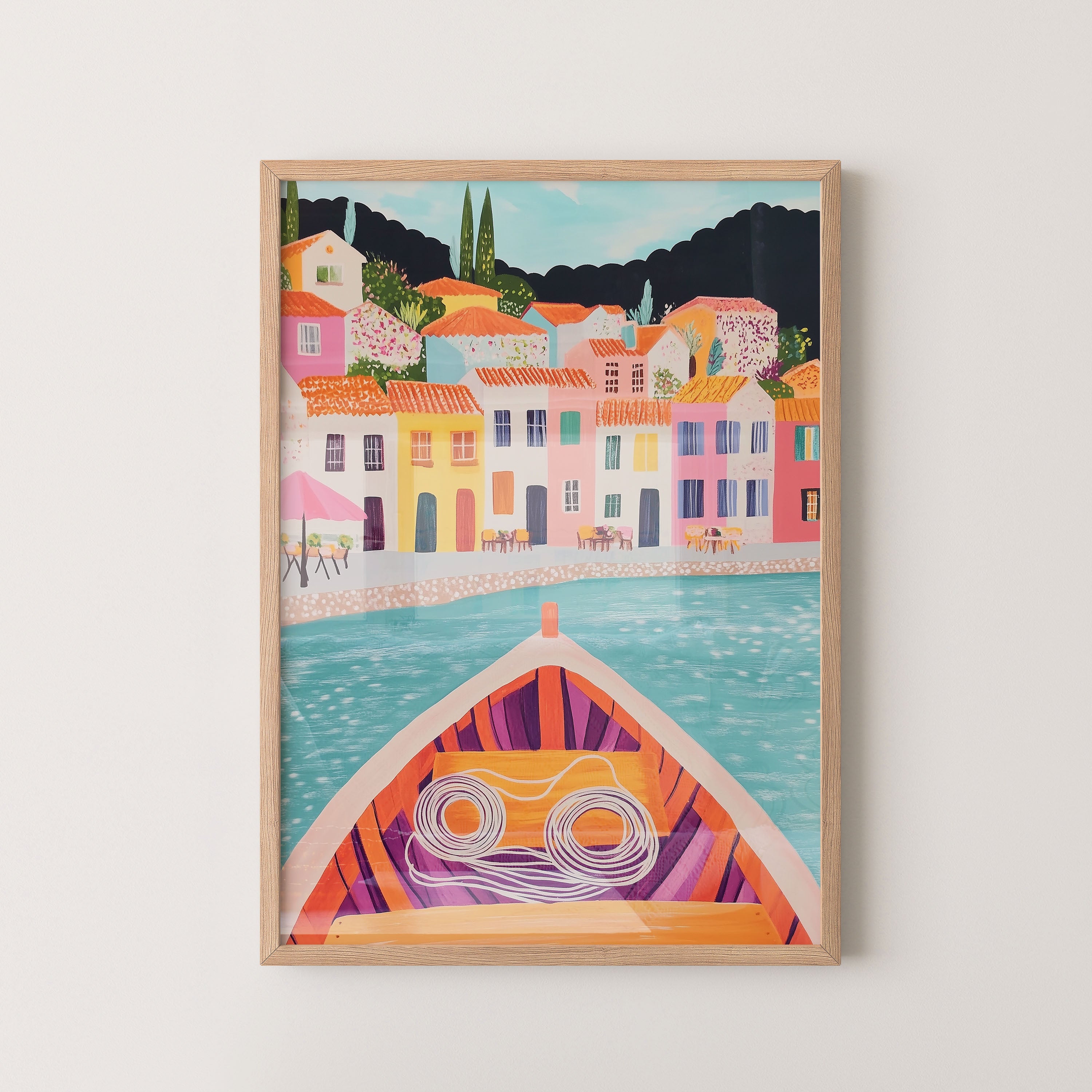 Boat View Of Mediterranean Coastal Village