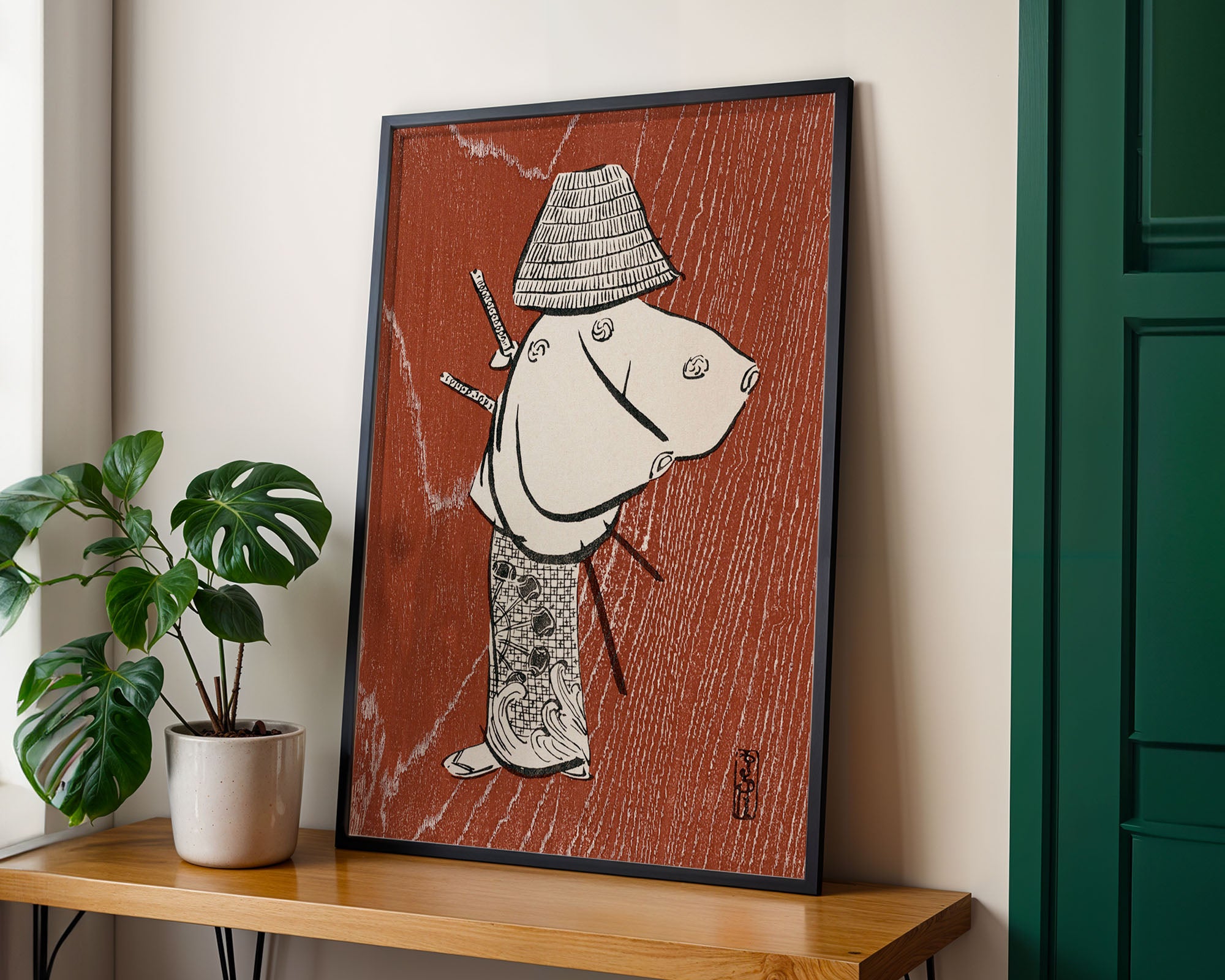 Japanese Ukiyo-e Traveler In Rain Print