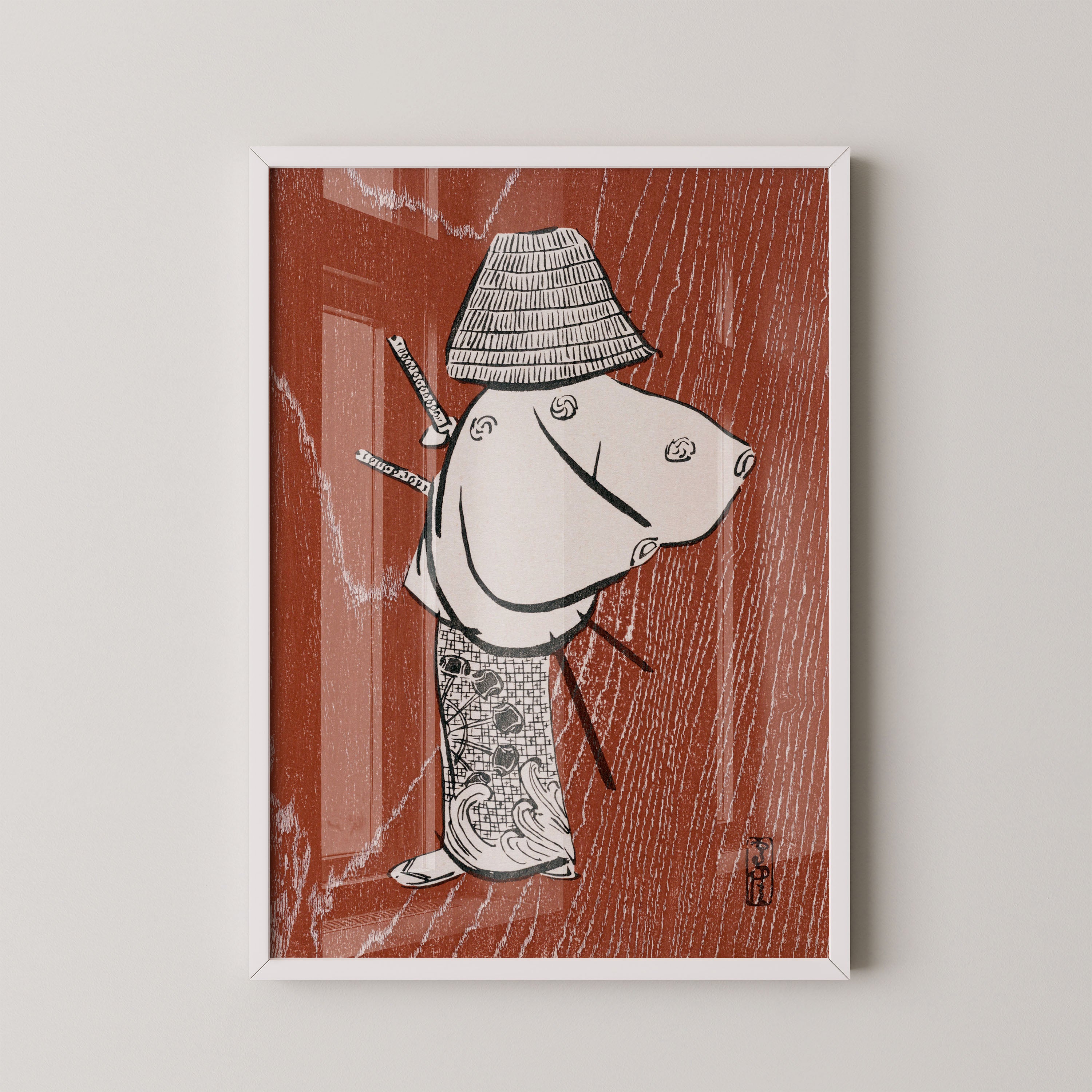 Japanese Ukiyo-e Traveler In Rain Print