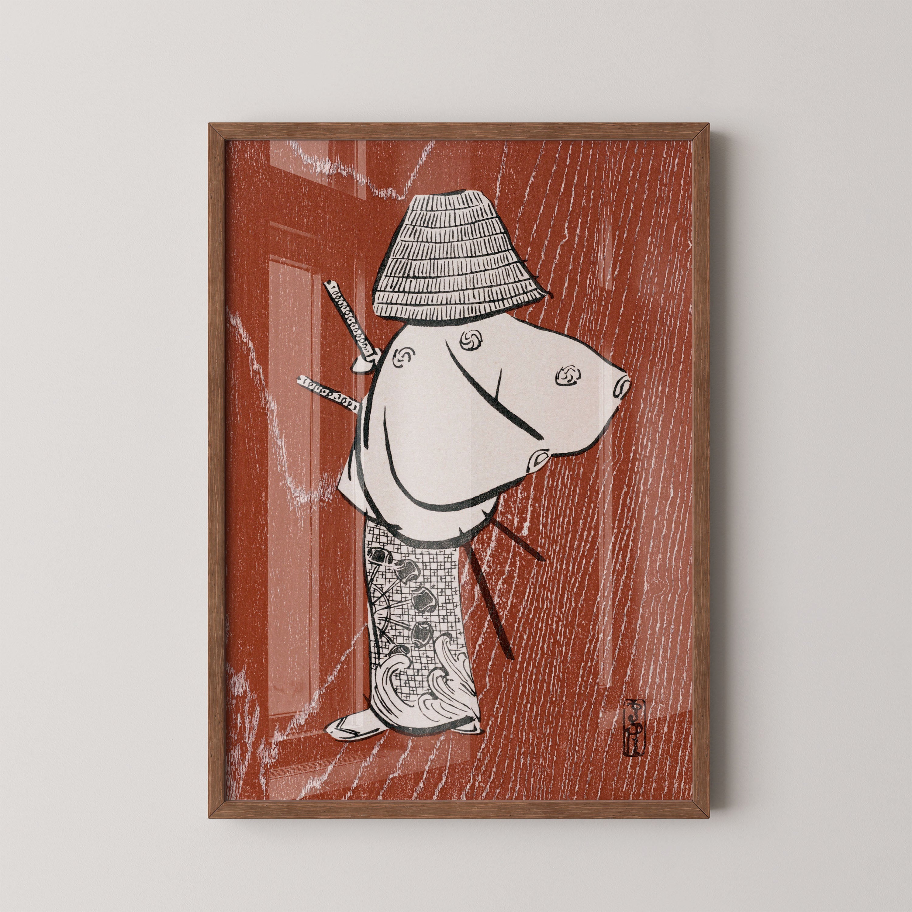 Japanese Ukiyo-e Traveler In Rain Print