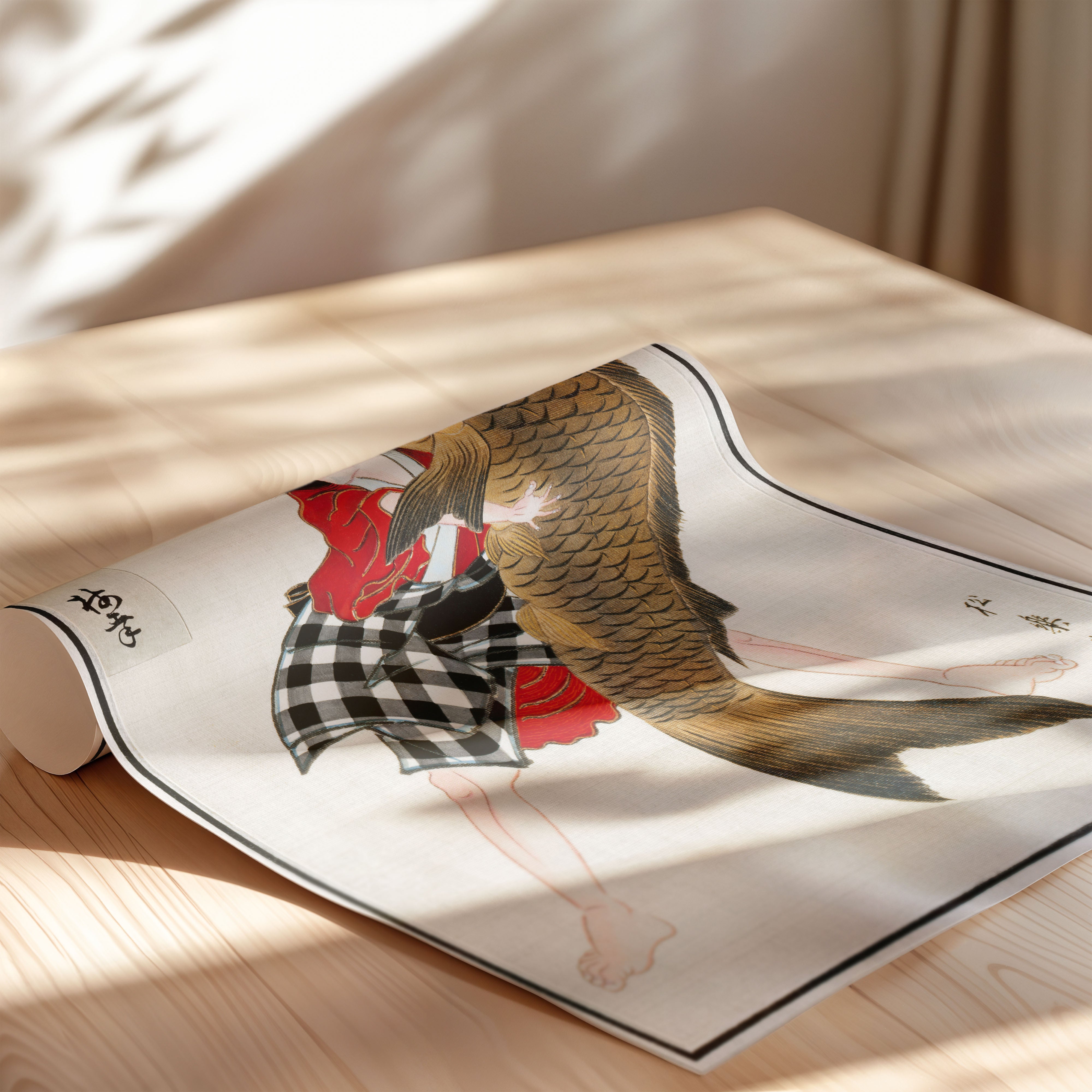 Japanese Ukiyo-e Fisherman With Giant Carp Print