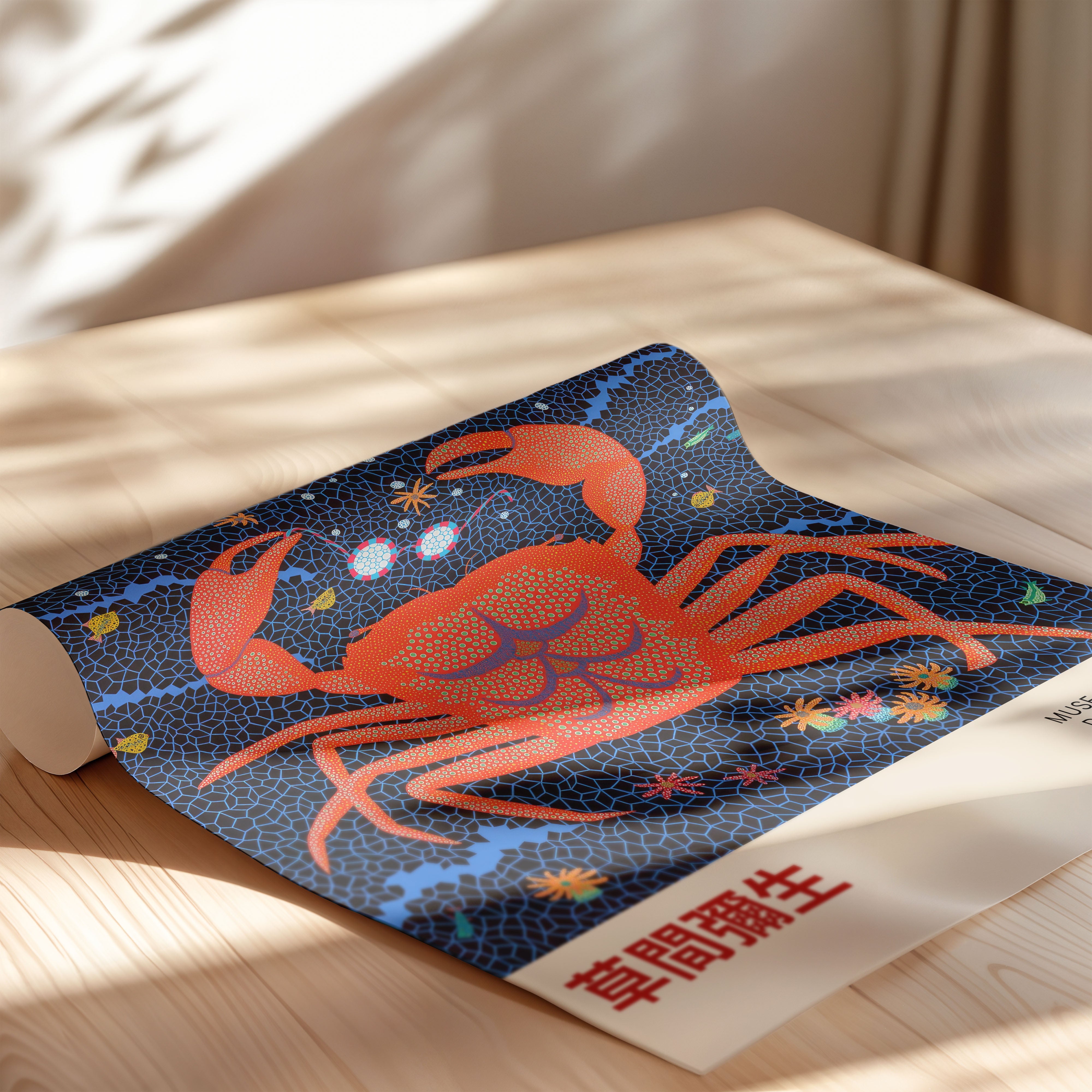 Japanese Art Print – Red Crab Contemporary Exhibition Poster