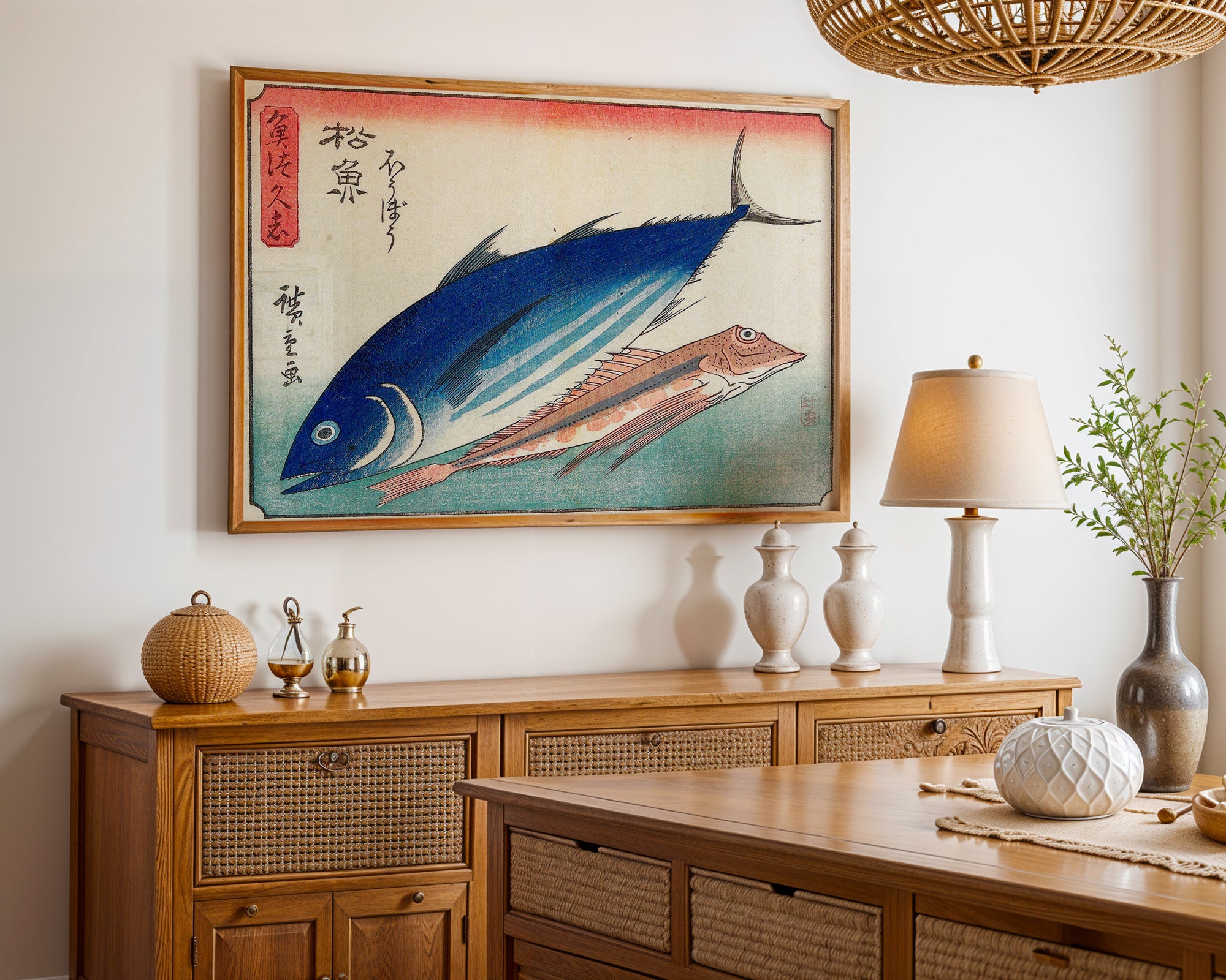 Japanese Vintage Art Print – Blue Fish Study