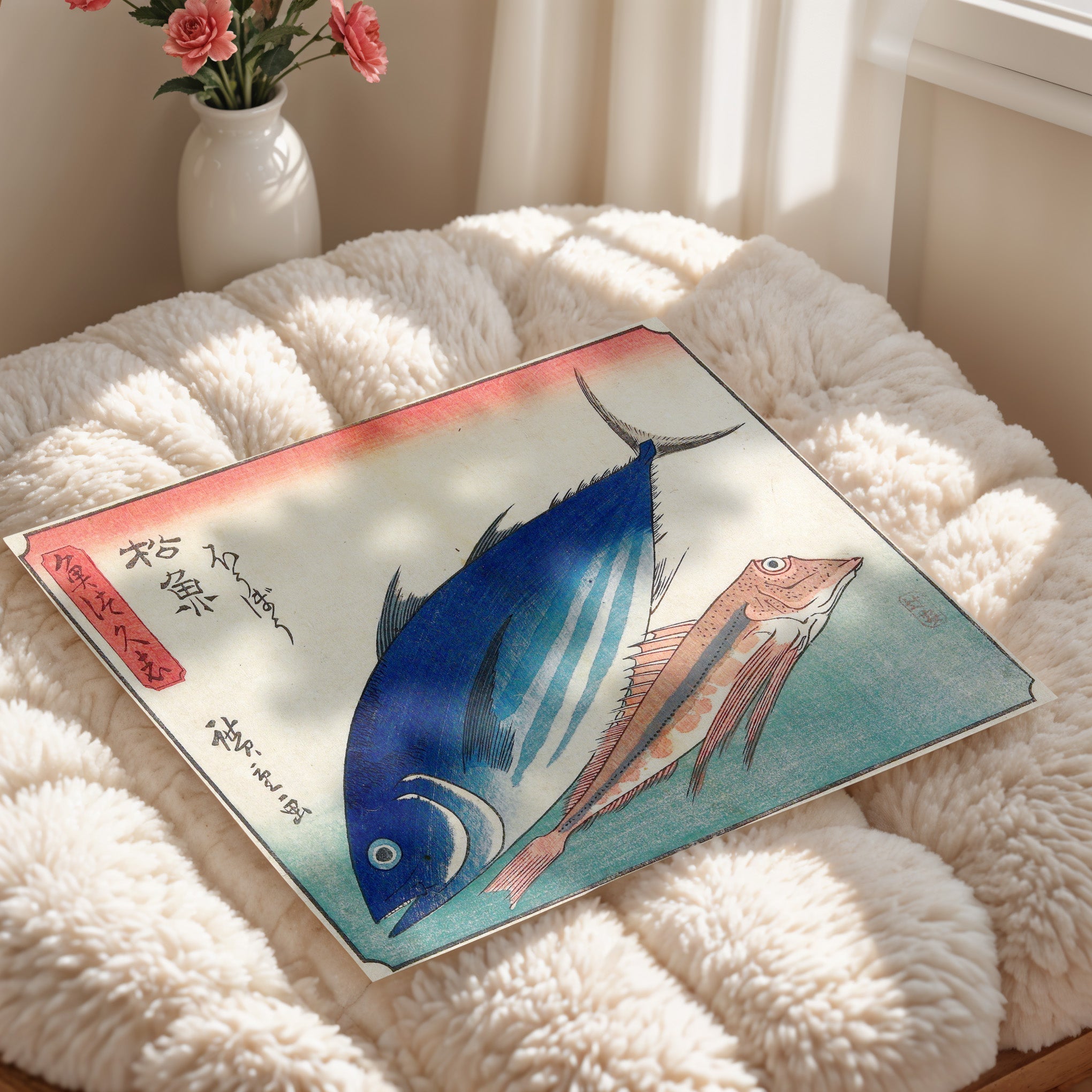 Japanese Vintage Art Print – Blue Fish Study