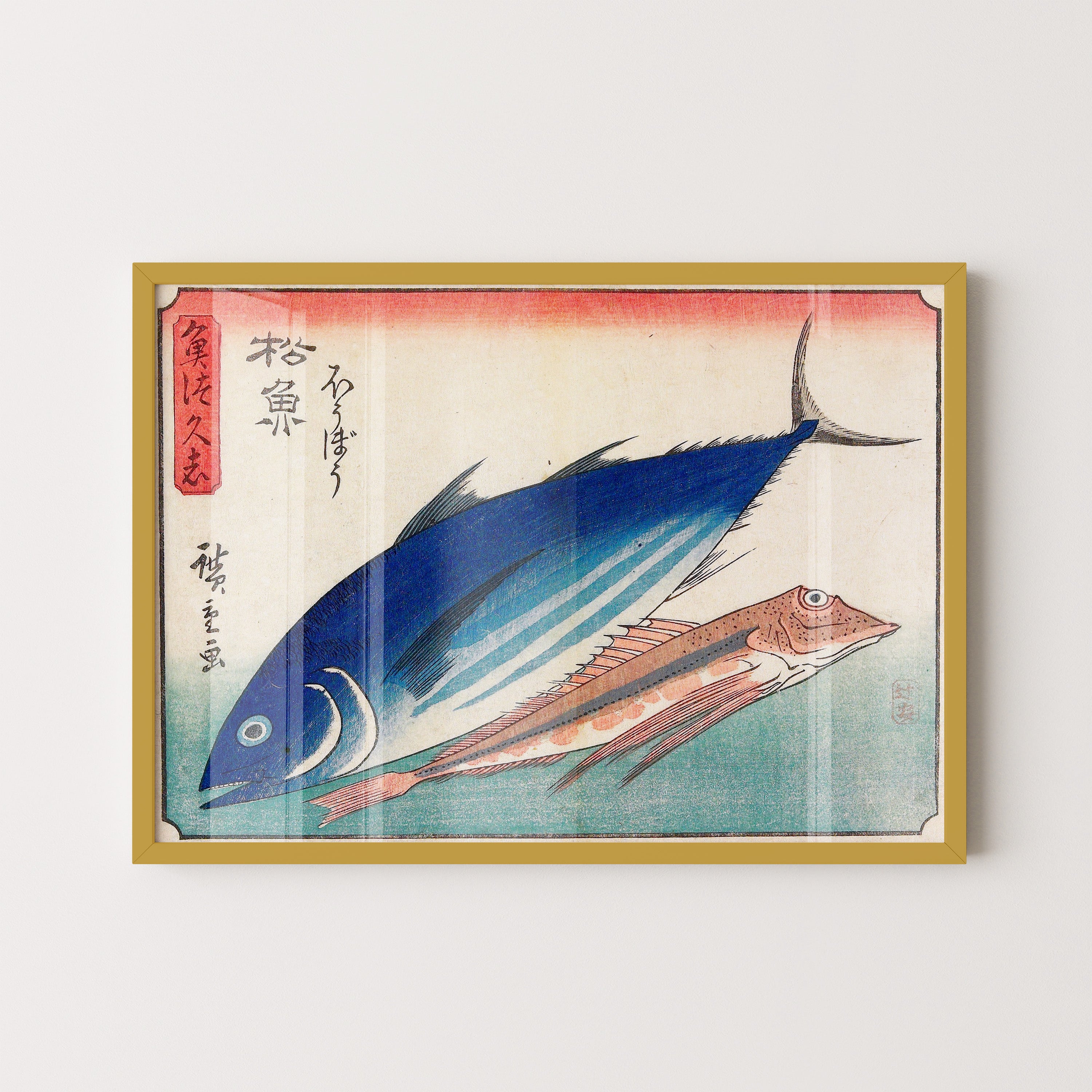 Japanese Vintage Art Print – Blue Fish Study