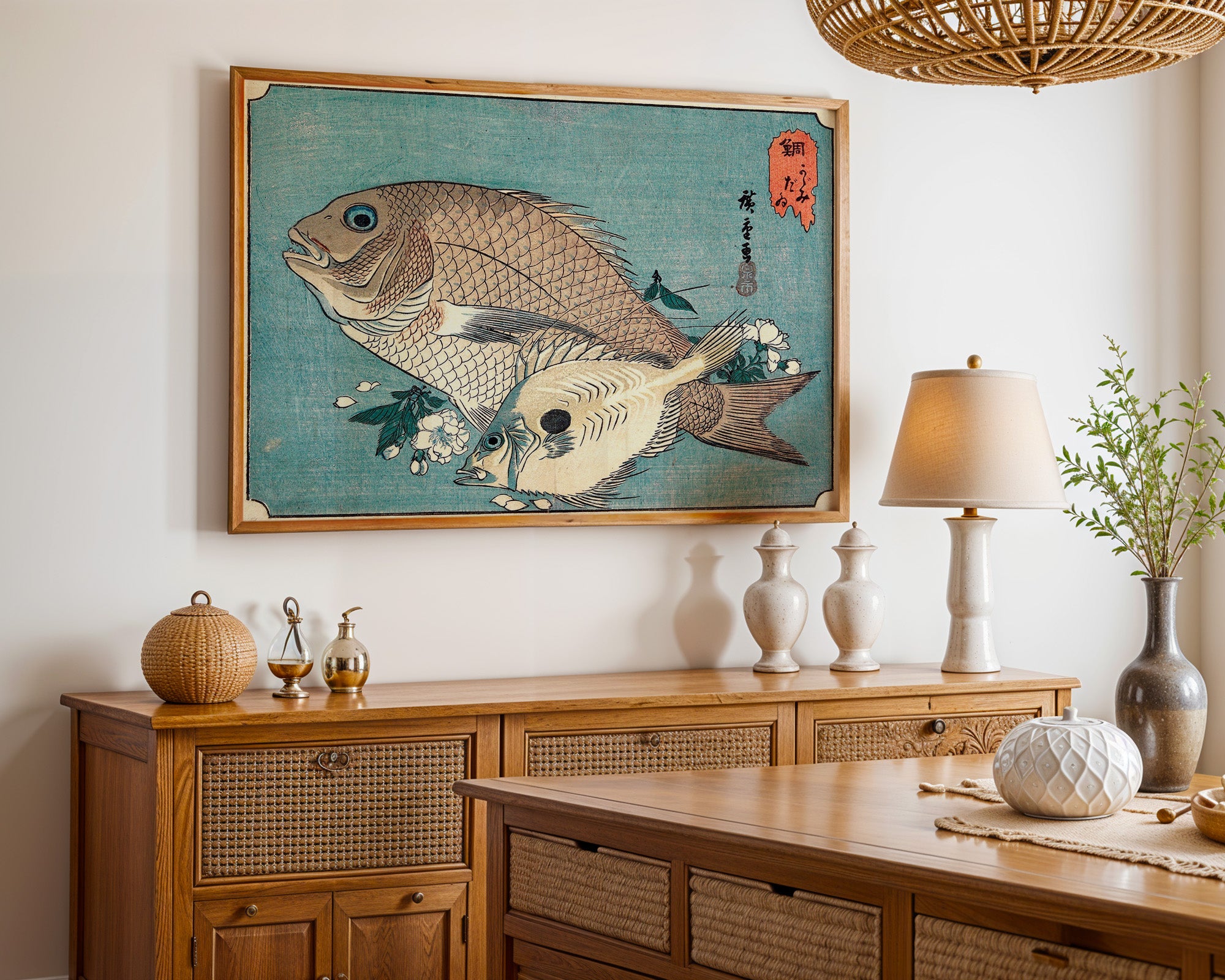 Japanese Vintage Art Print – Two Fish Study
