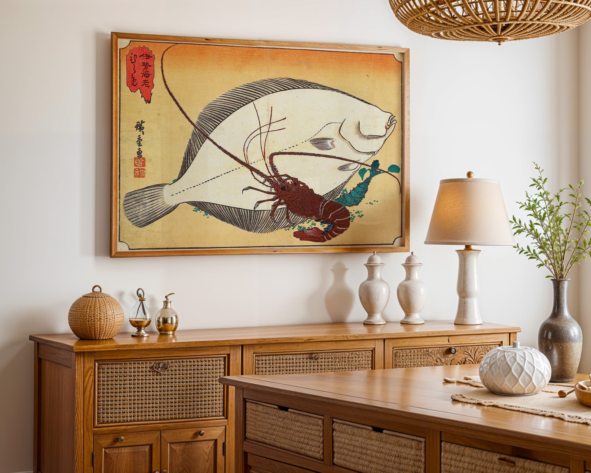 Japanese Vintage Art Print – Fish And Lobster