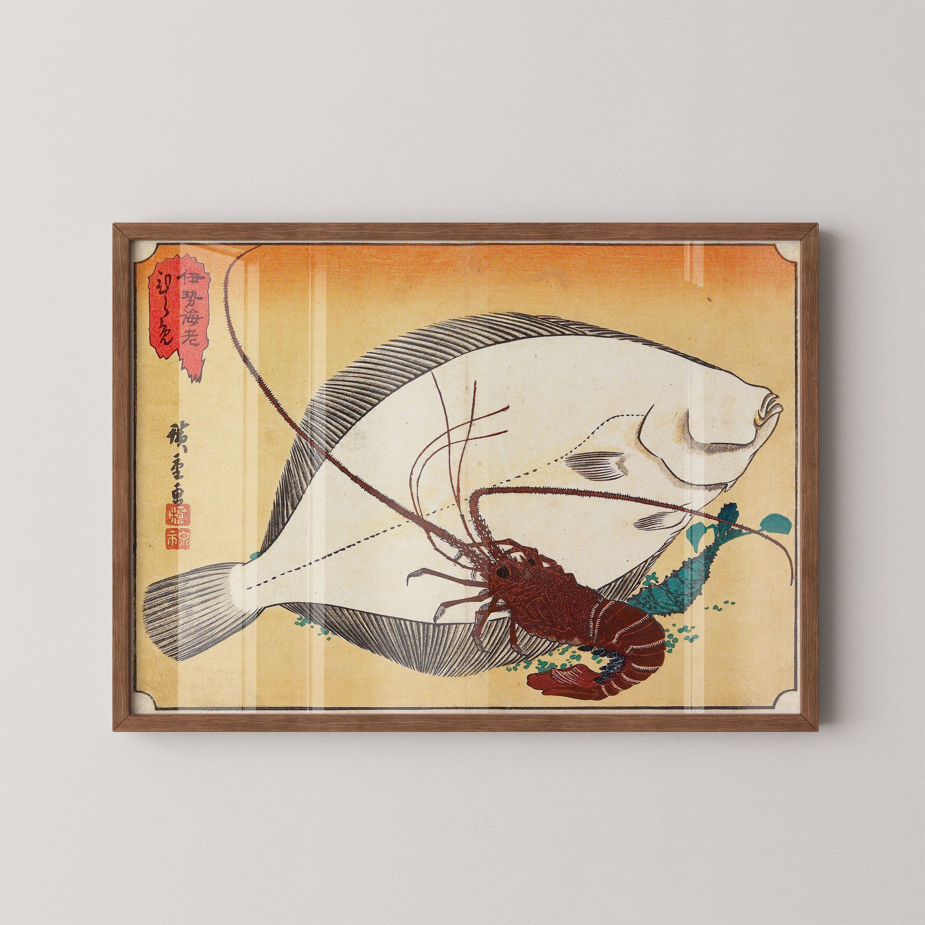 Japanese Vintage Art Print – Fish And Lobster