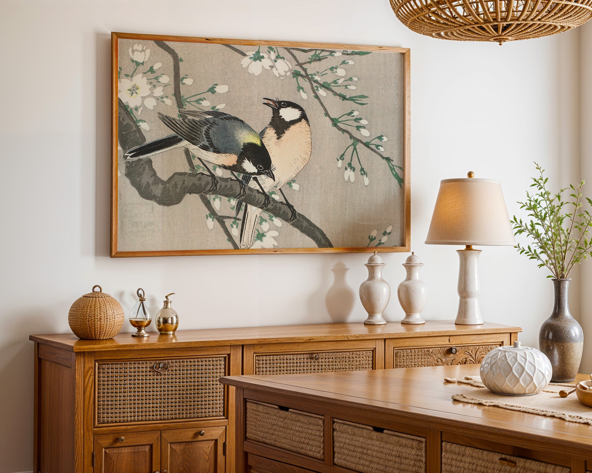 Japanese Ukiyo-E Style Art Print – Birds And Blossom Branch