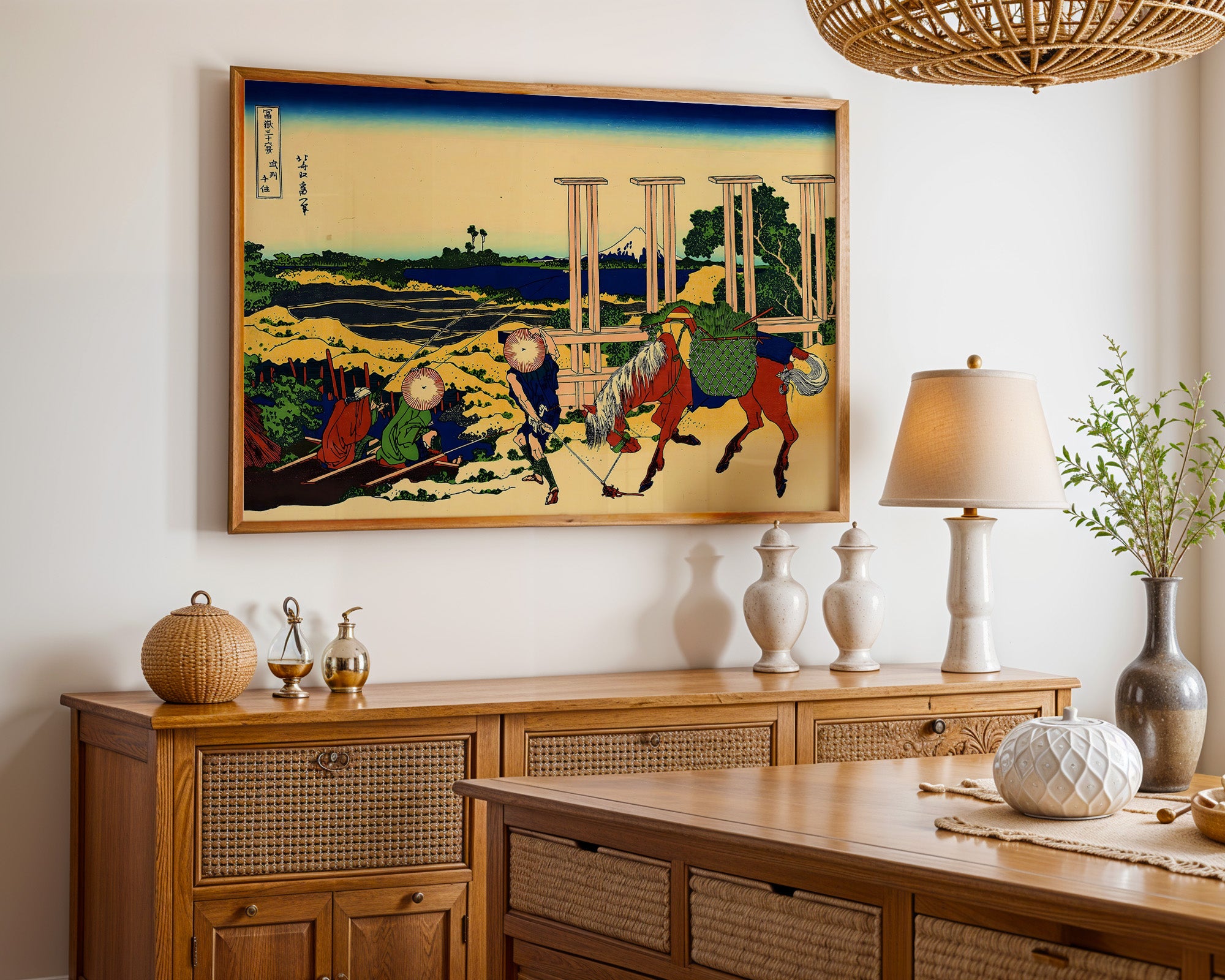 Japanese Ukiyo-e Style Art Print – Horse And Travelers