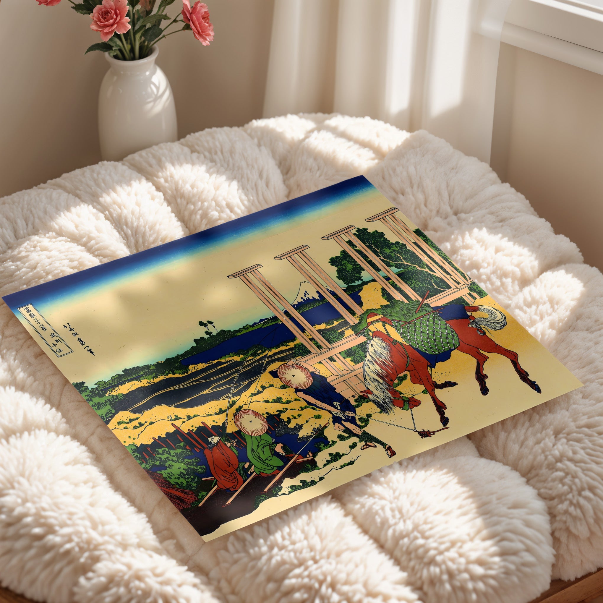 Japanese Ukiyo-e Style Art Print – Horse And Travelers