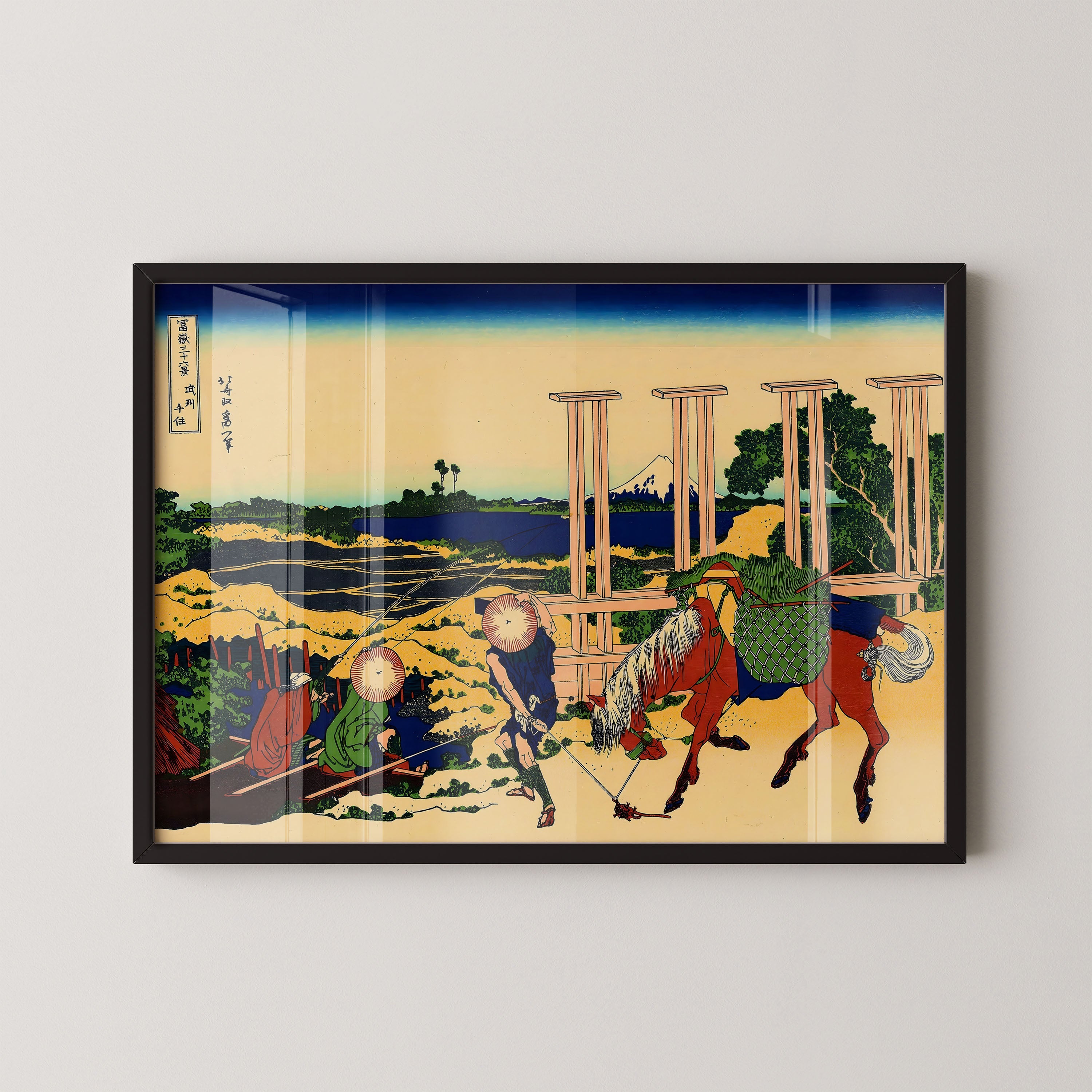 Japanese Ukiyo-e Style Art Print – Horse And Travelers