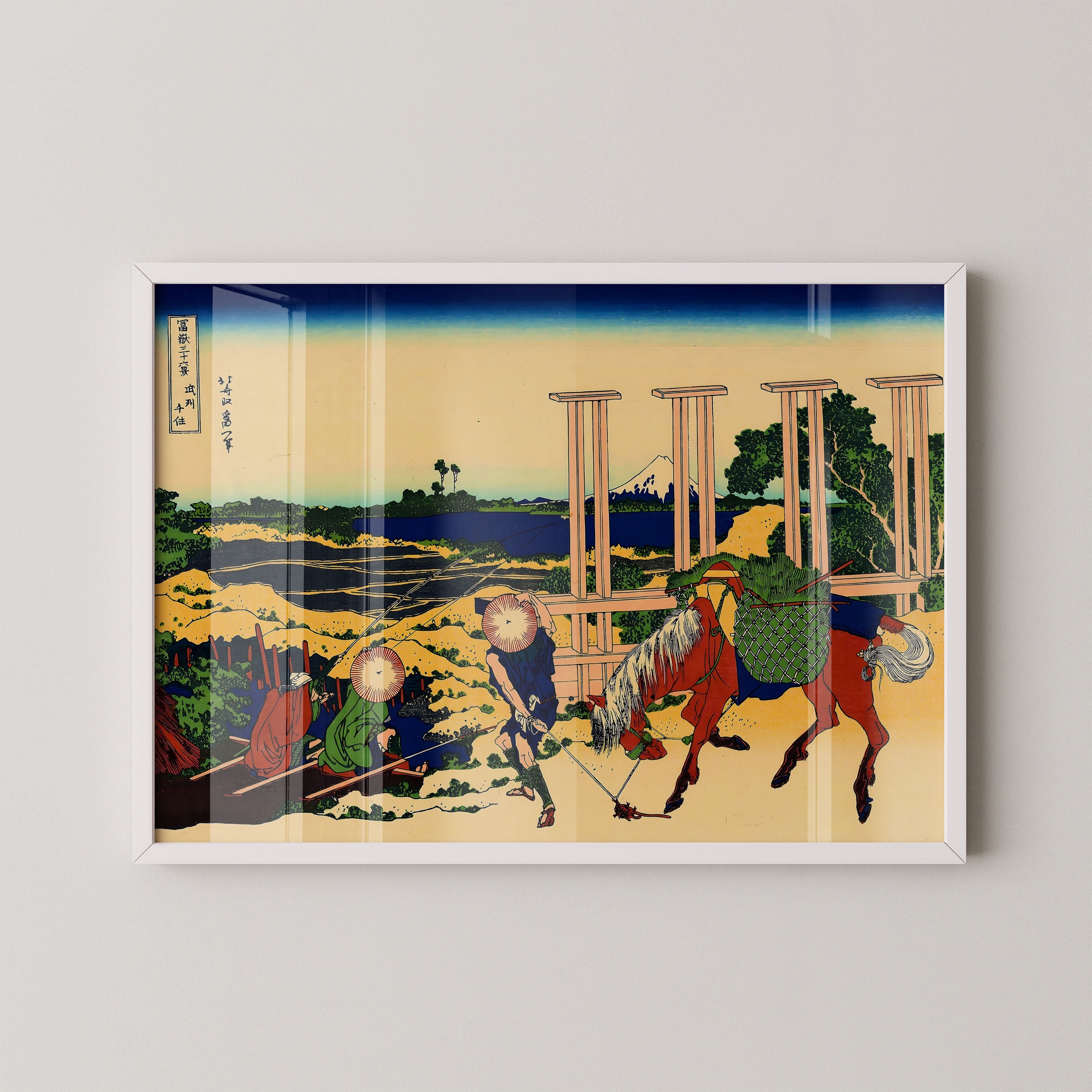 Japanese Ukiyo-e Style Art Print – Horse And Travelers