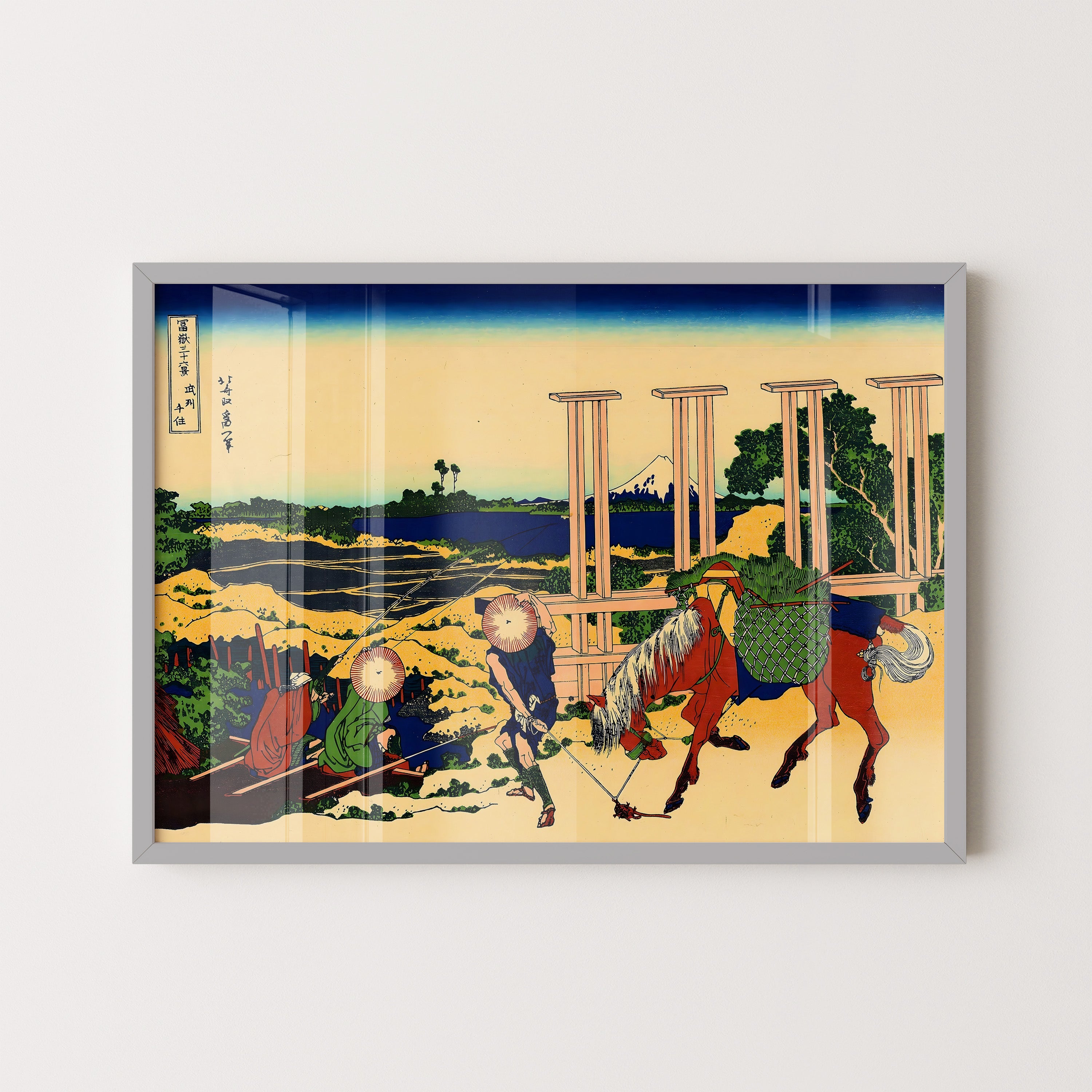 Japanese Ukiyo-e Style Art Print – Horse And Travelers