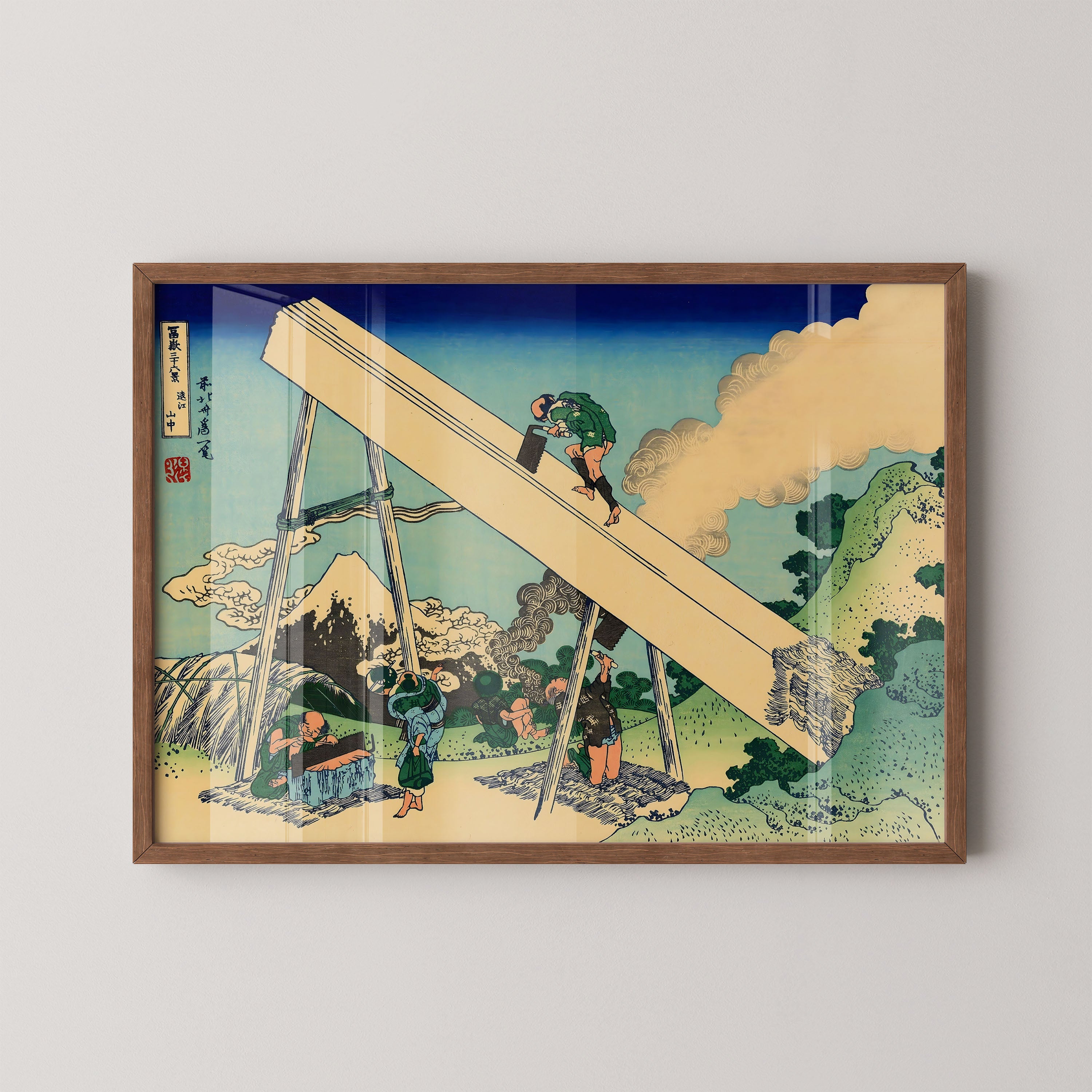 Japanese Ukiyo-E Style Art Print – Fuji Sawmill Scene