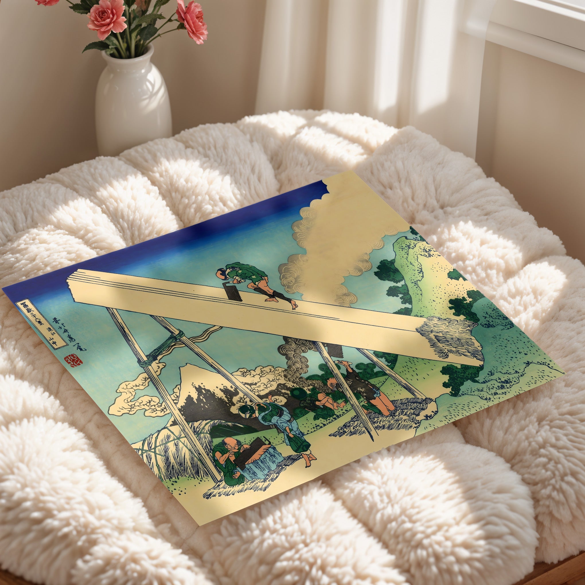 Japanese Ukiyo-E Style Art Print – Fuji Sawmill Scene