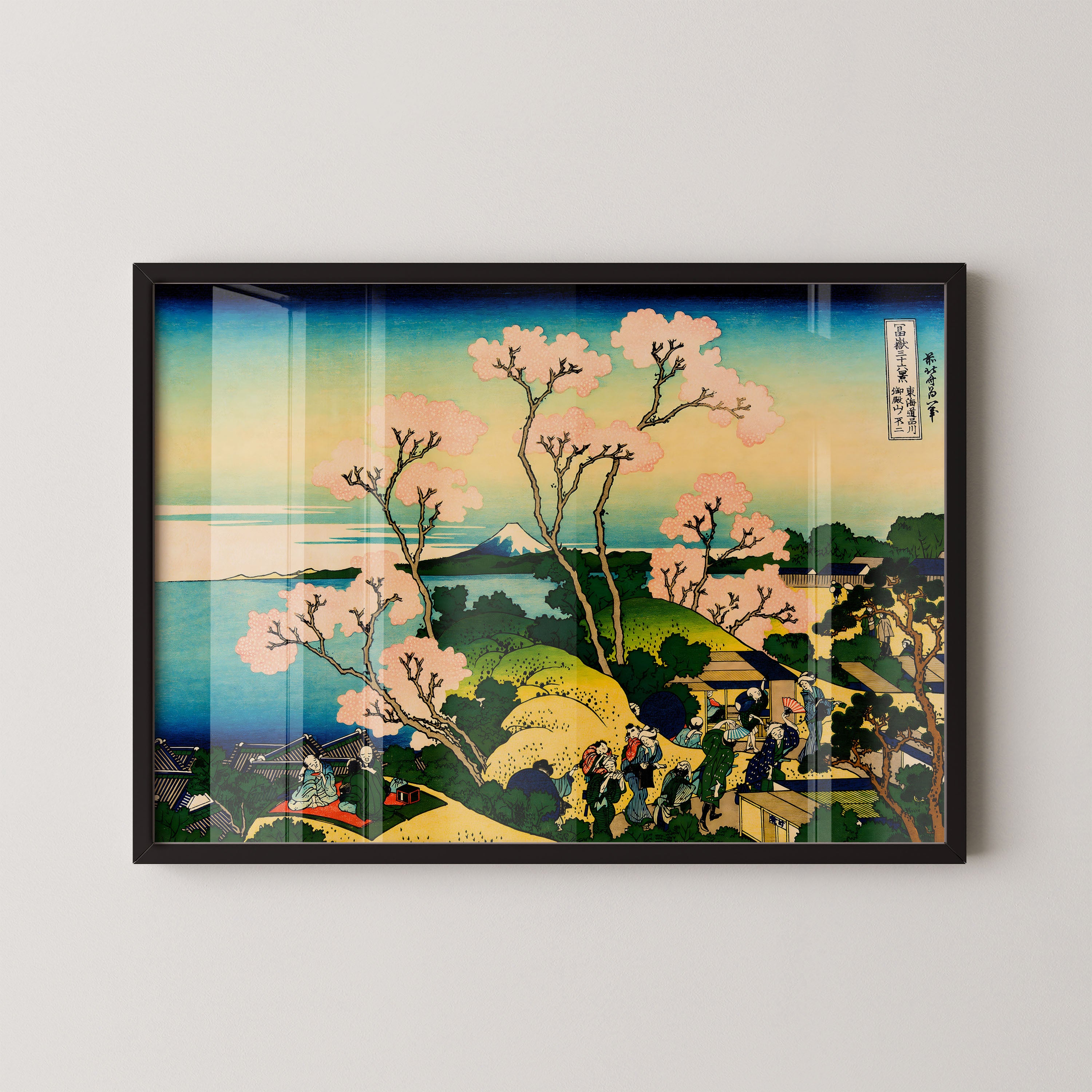 Japanese Cherry Blossom Hillside Scene Print