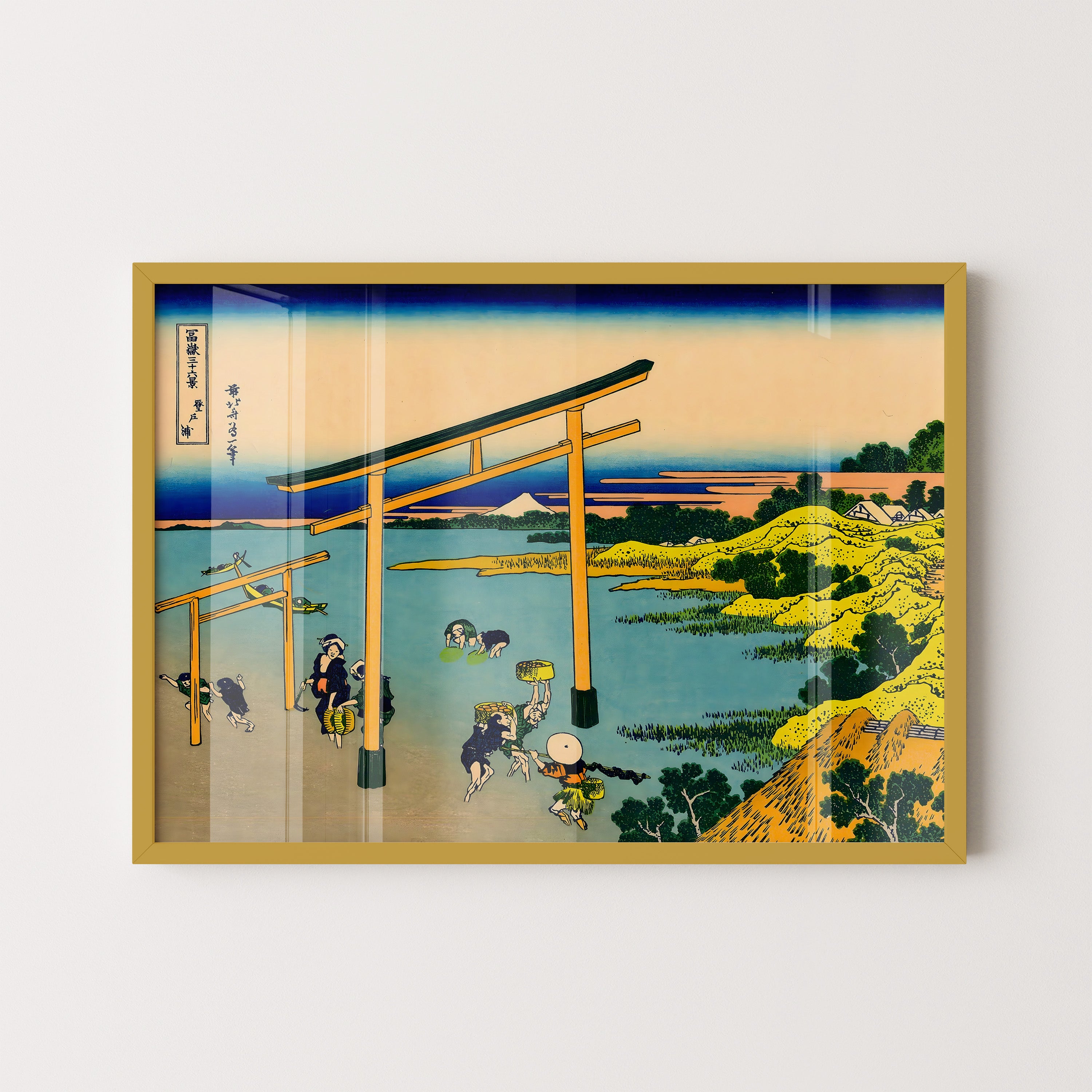 Japanese Torii Gate Riverside Landscape Print