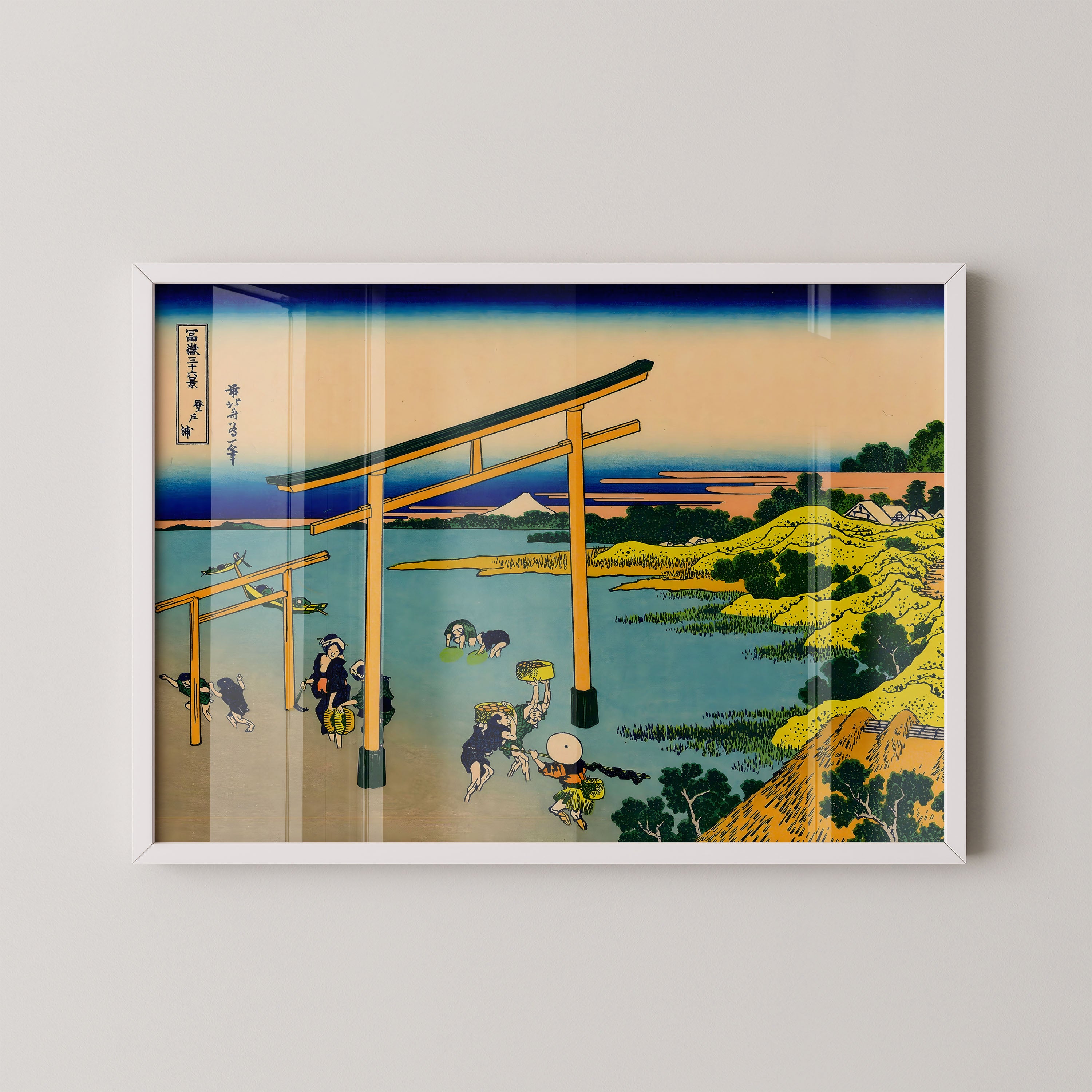 Japanese Torii Gate Riverside Landscape Print