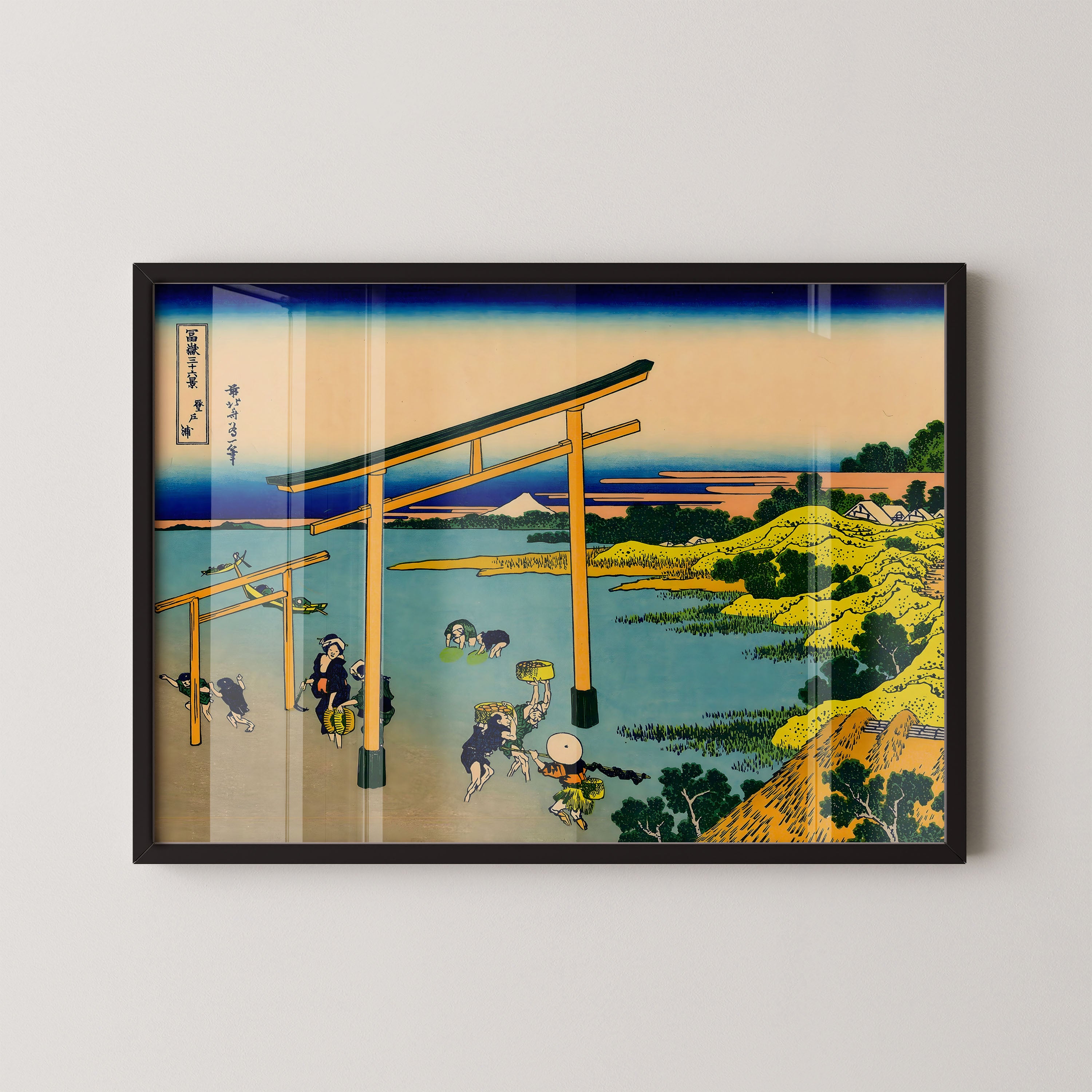 Japanese Torii Gate Riverside Landscape Print