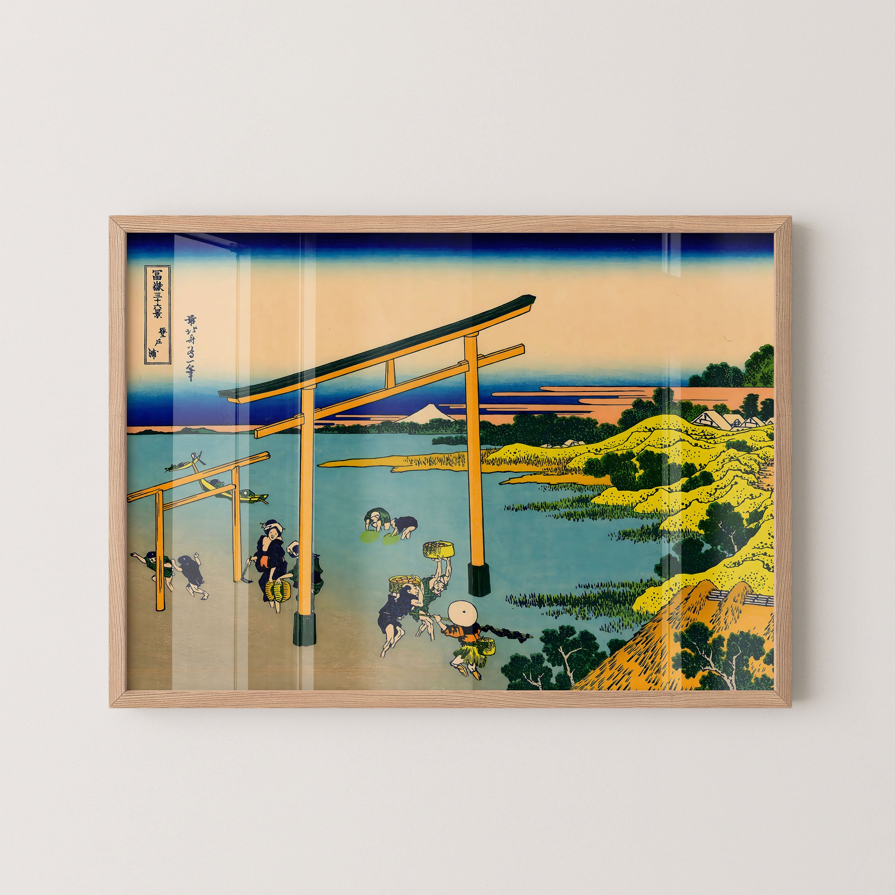 Japanese Torii Gate Riverside Landscape Print