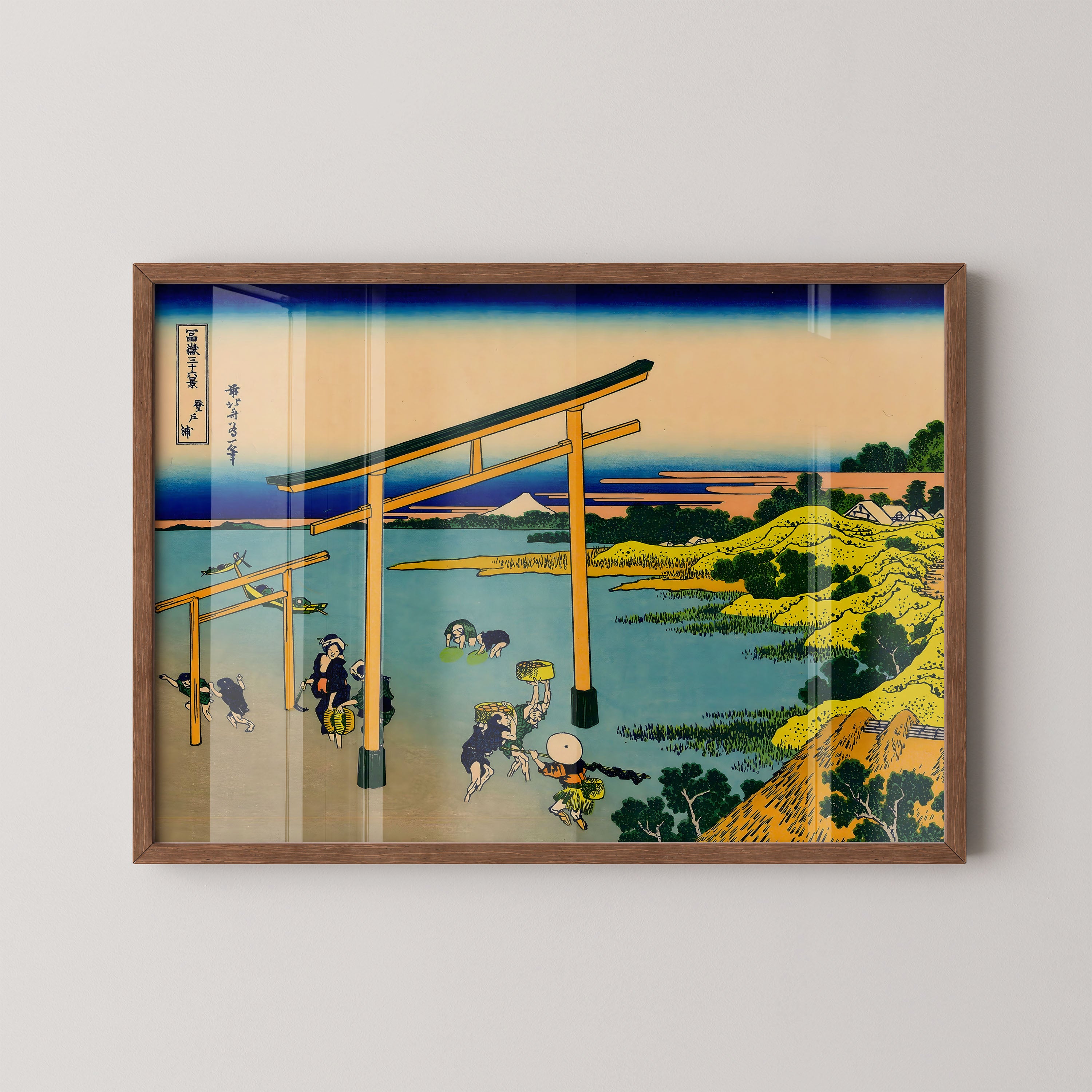 Japanese Torii Gate Riverside Landscape Print