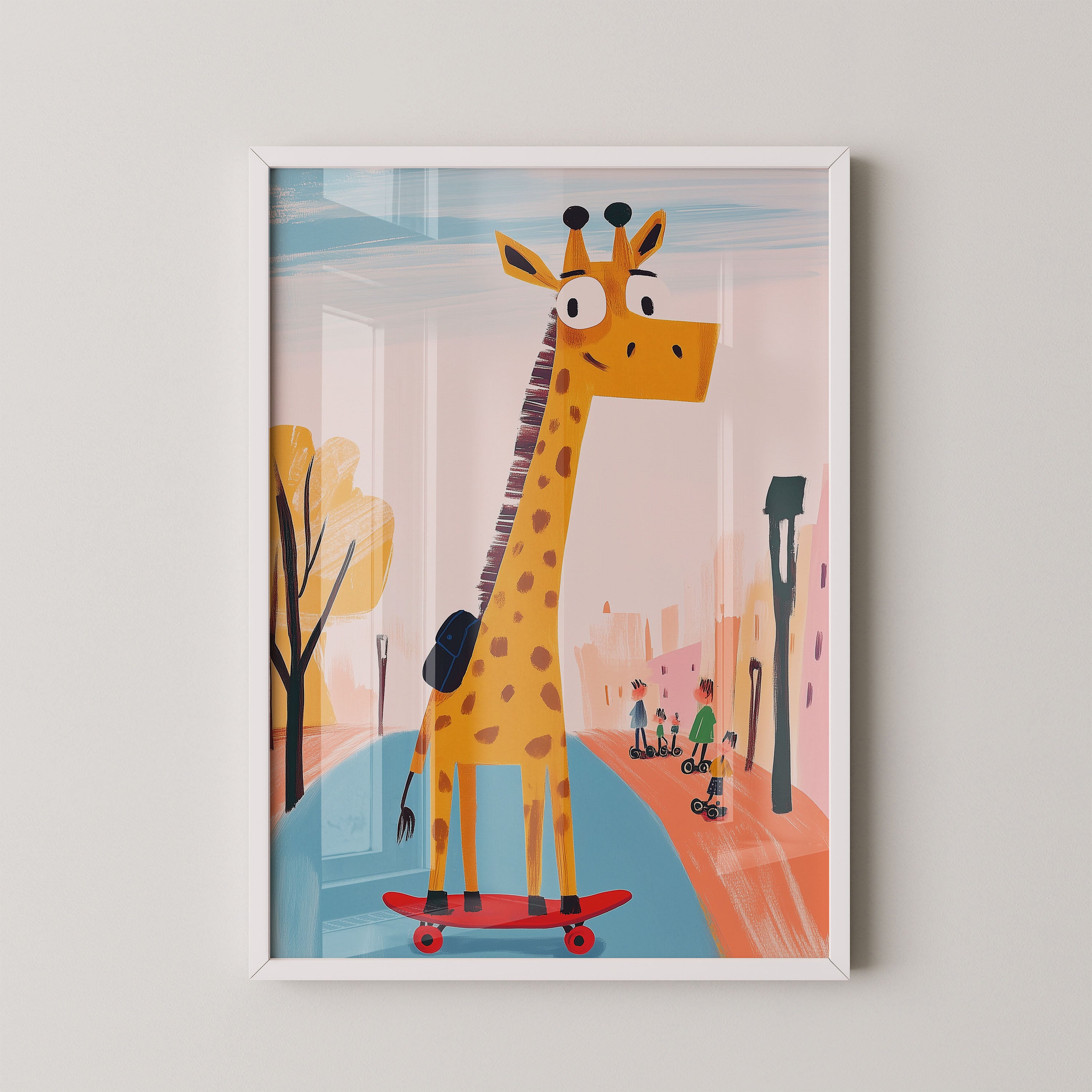 Skateboarding Giraffe