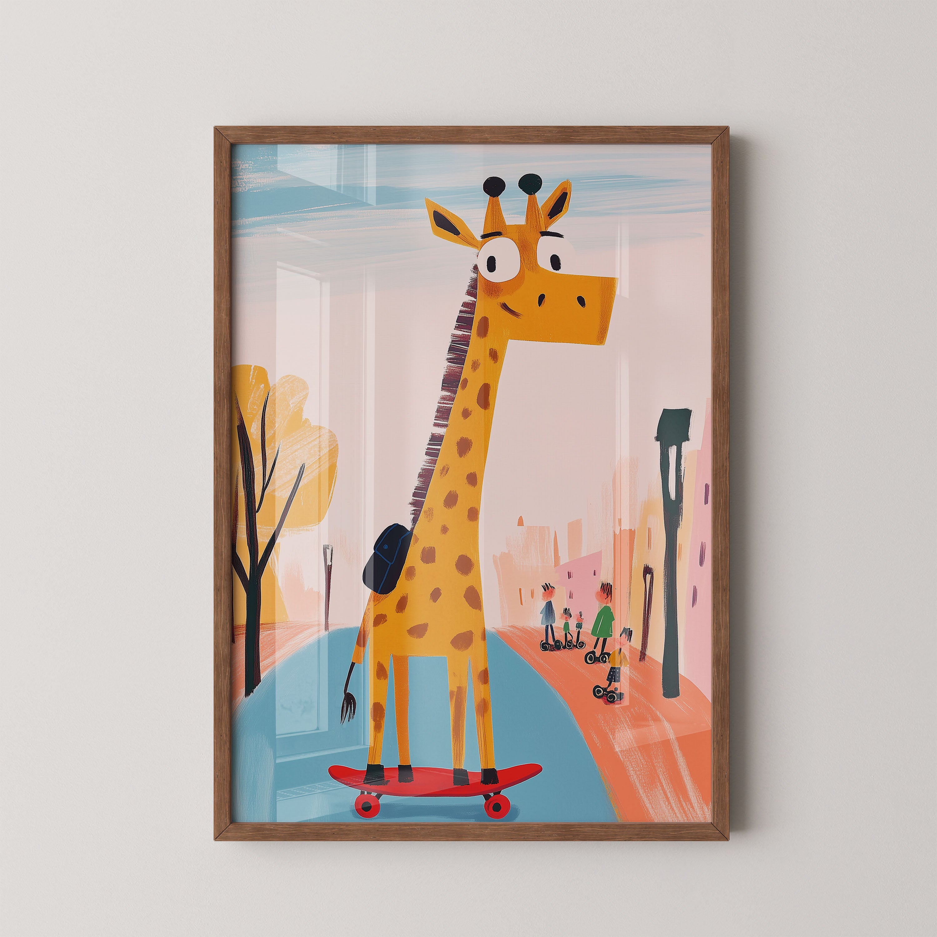 Skateboarding Giraffe