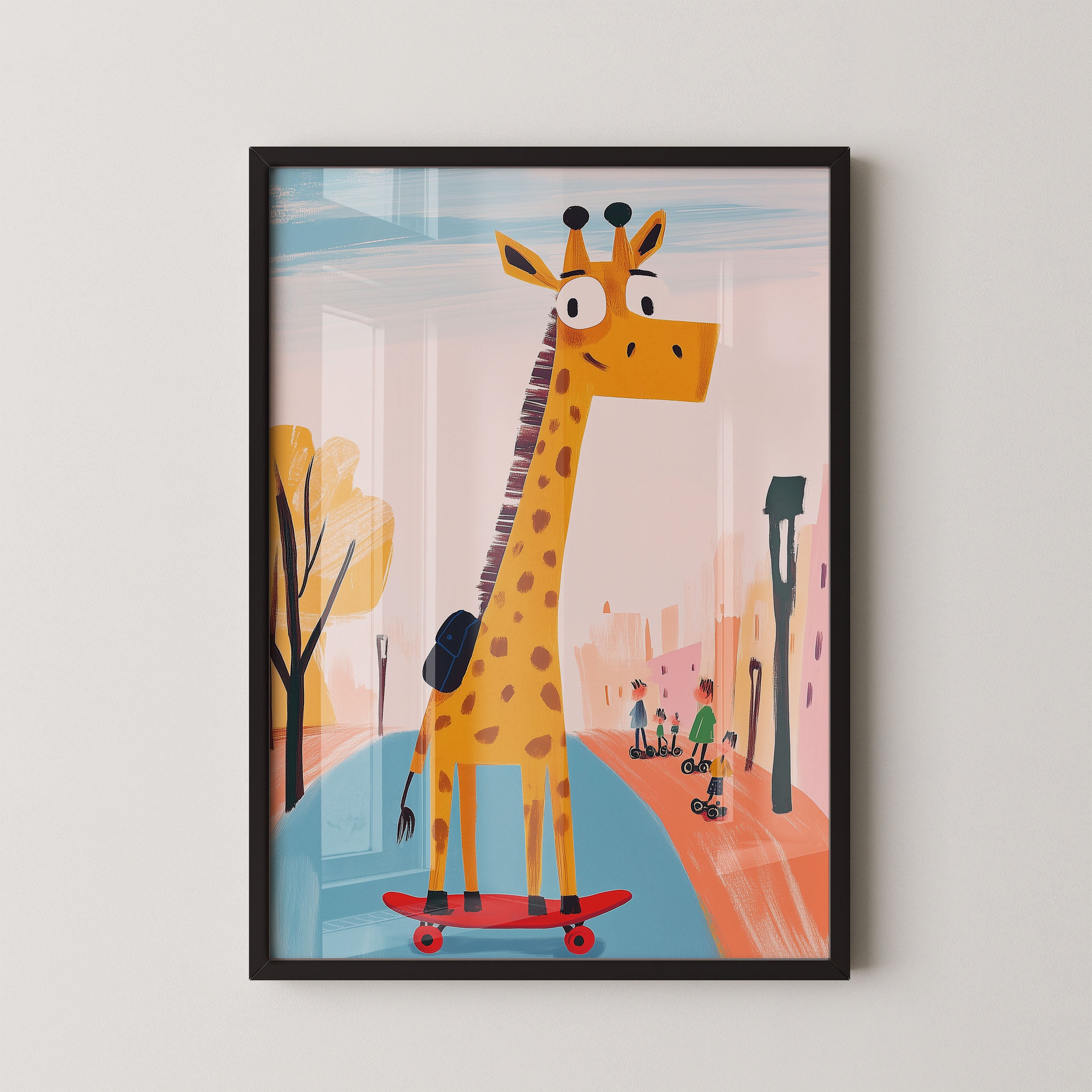 Skateboarding Giraffe