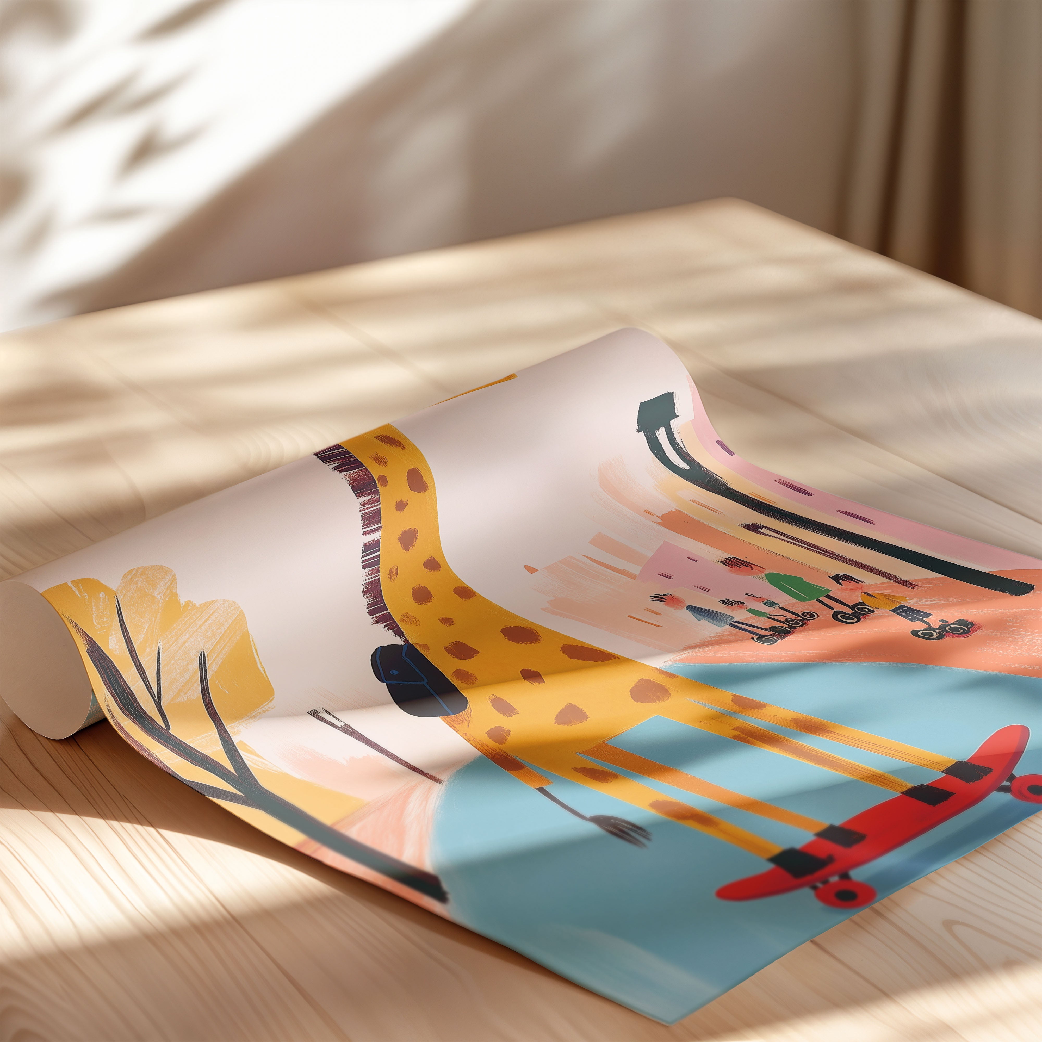 Skateboarding Giraffe