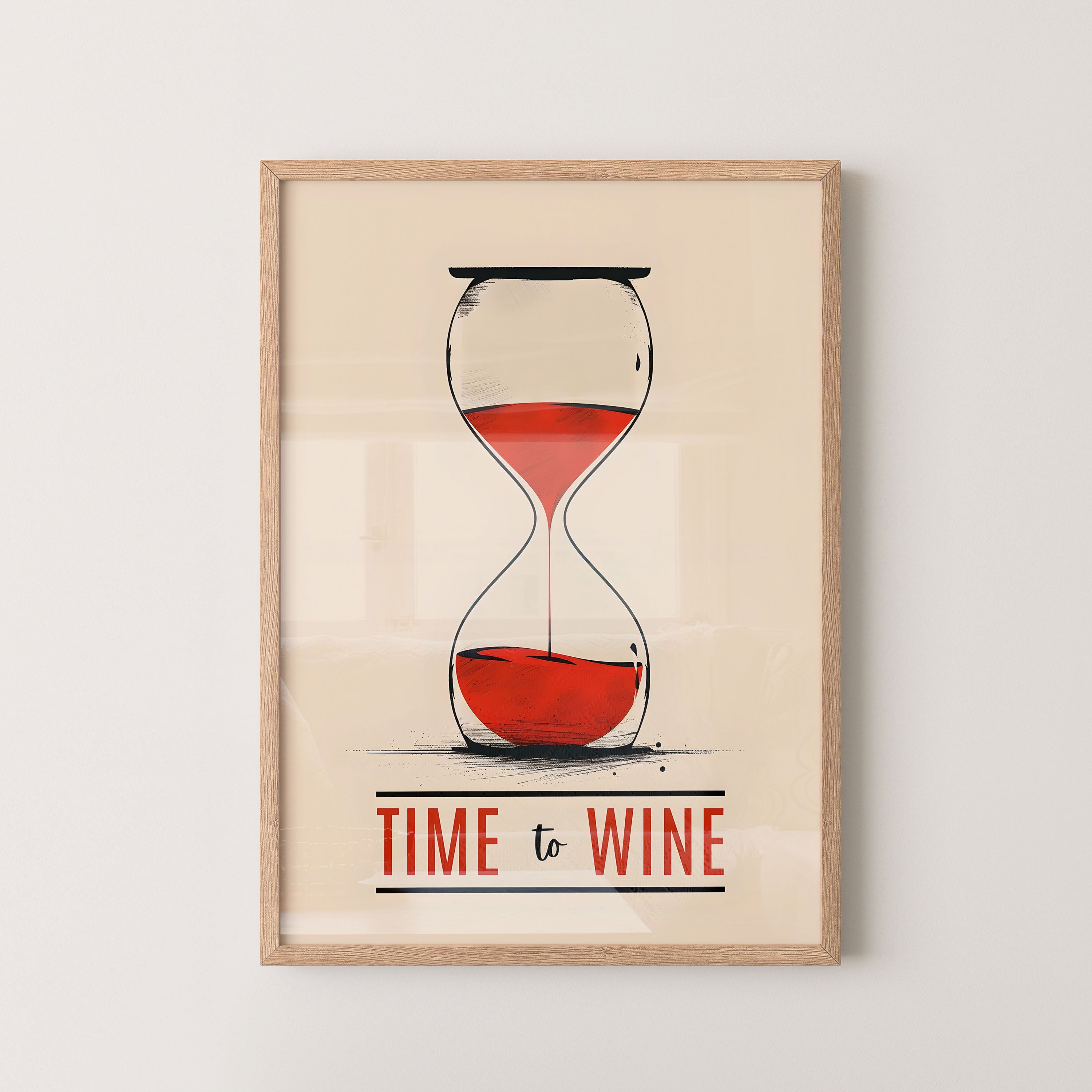 Time To Wine Hourglass Art