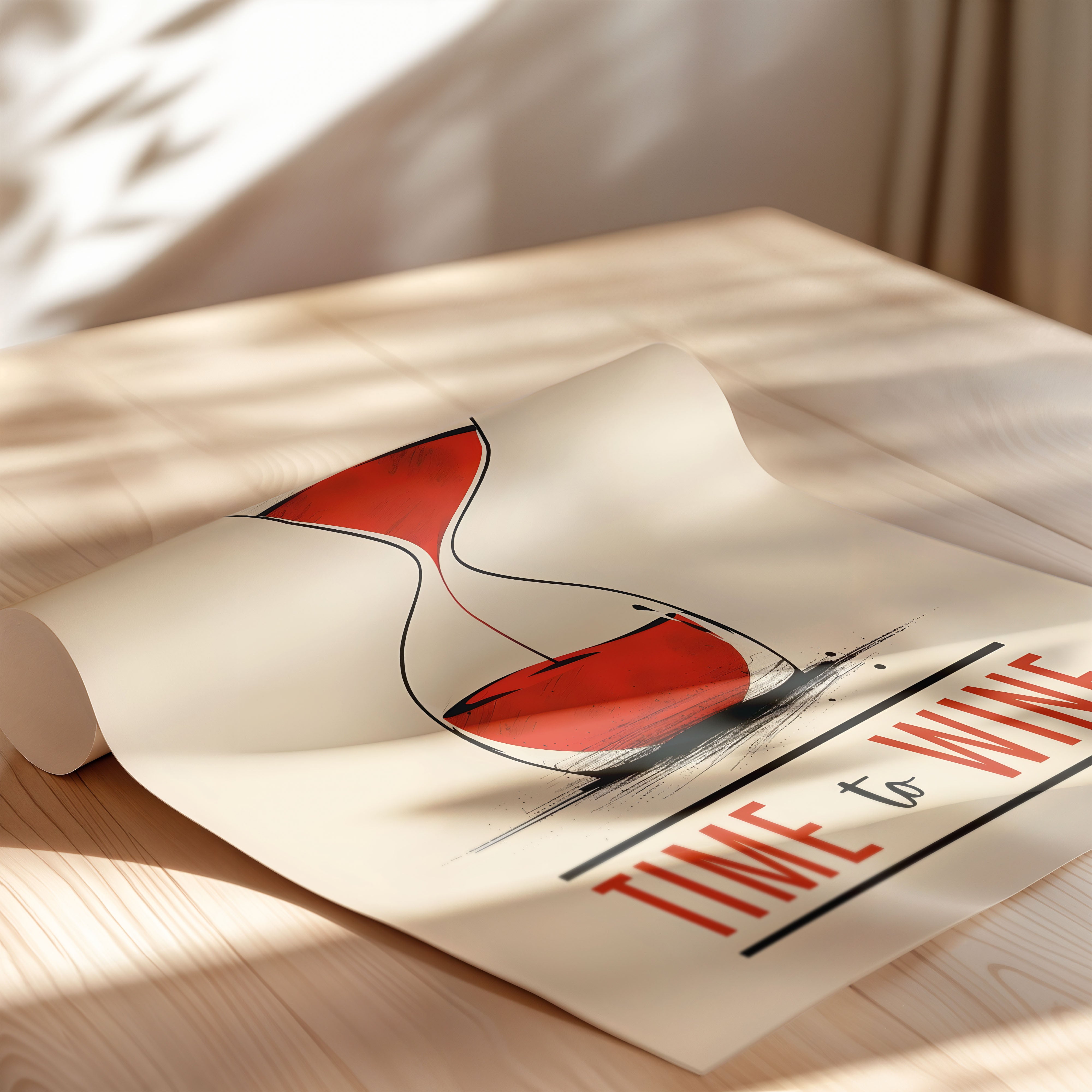 Time To Wine Hourglass Art