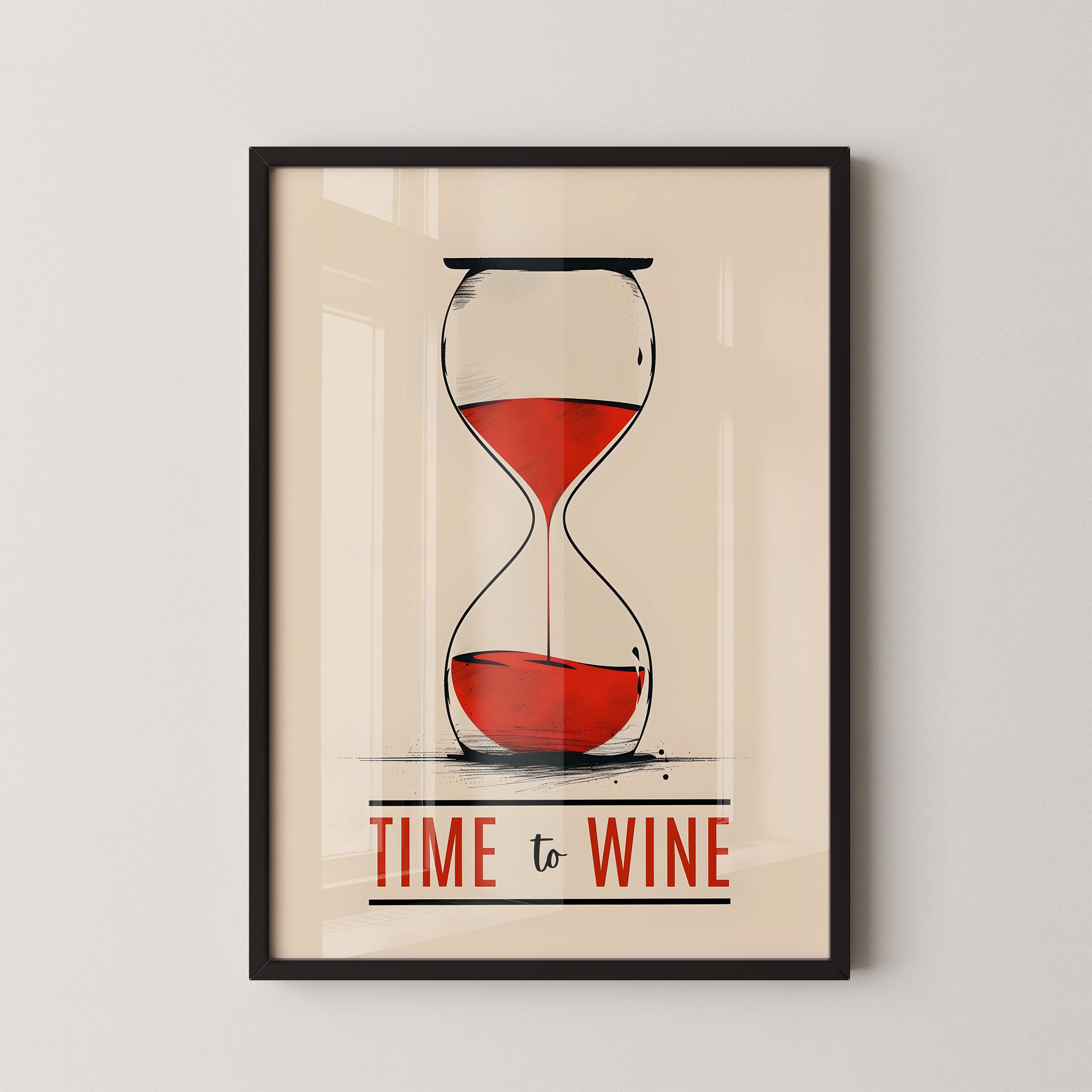 Time To Wine Hourglass Art