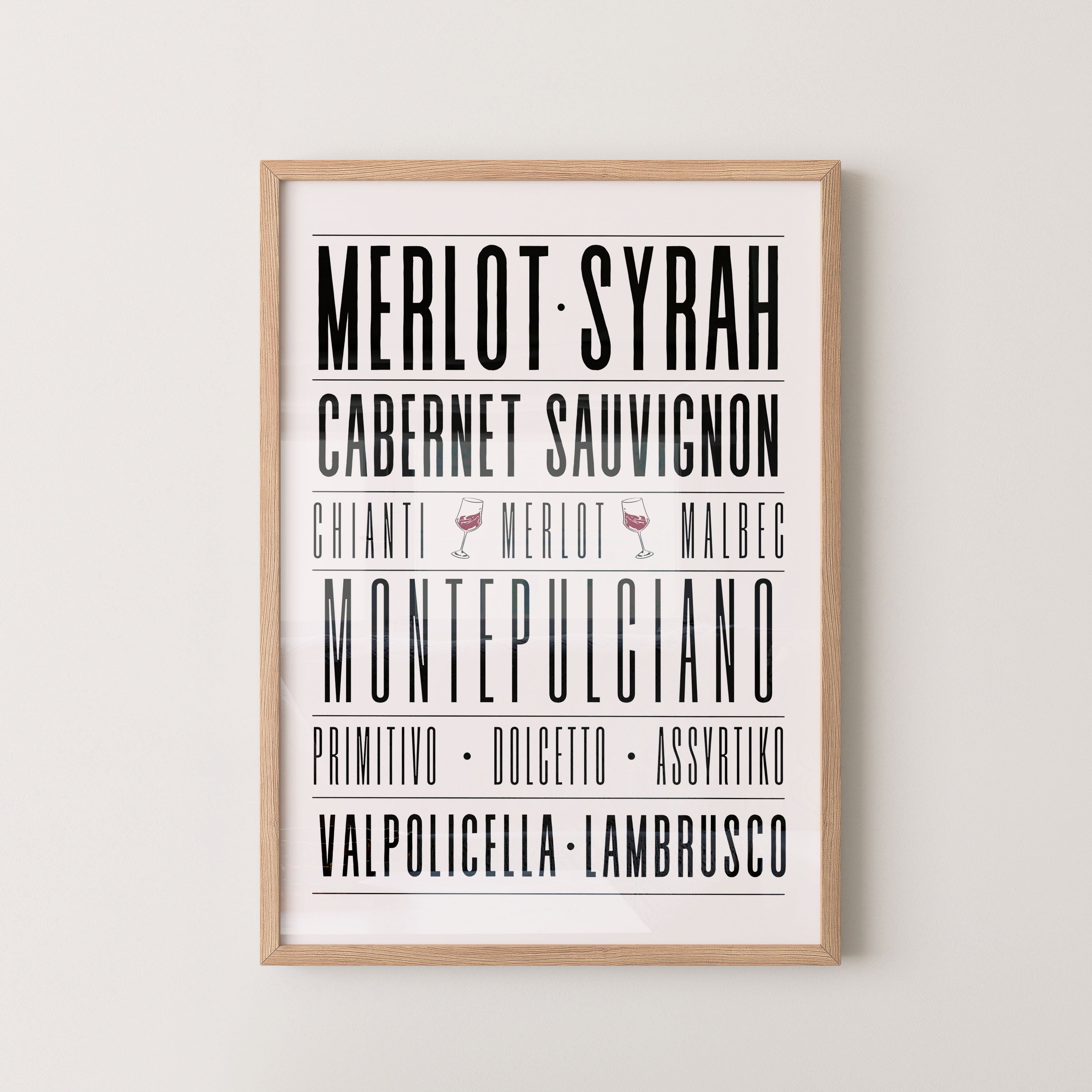 Wine Varieties Typography Chart