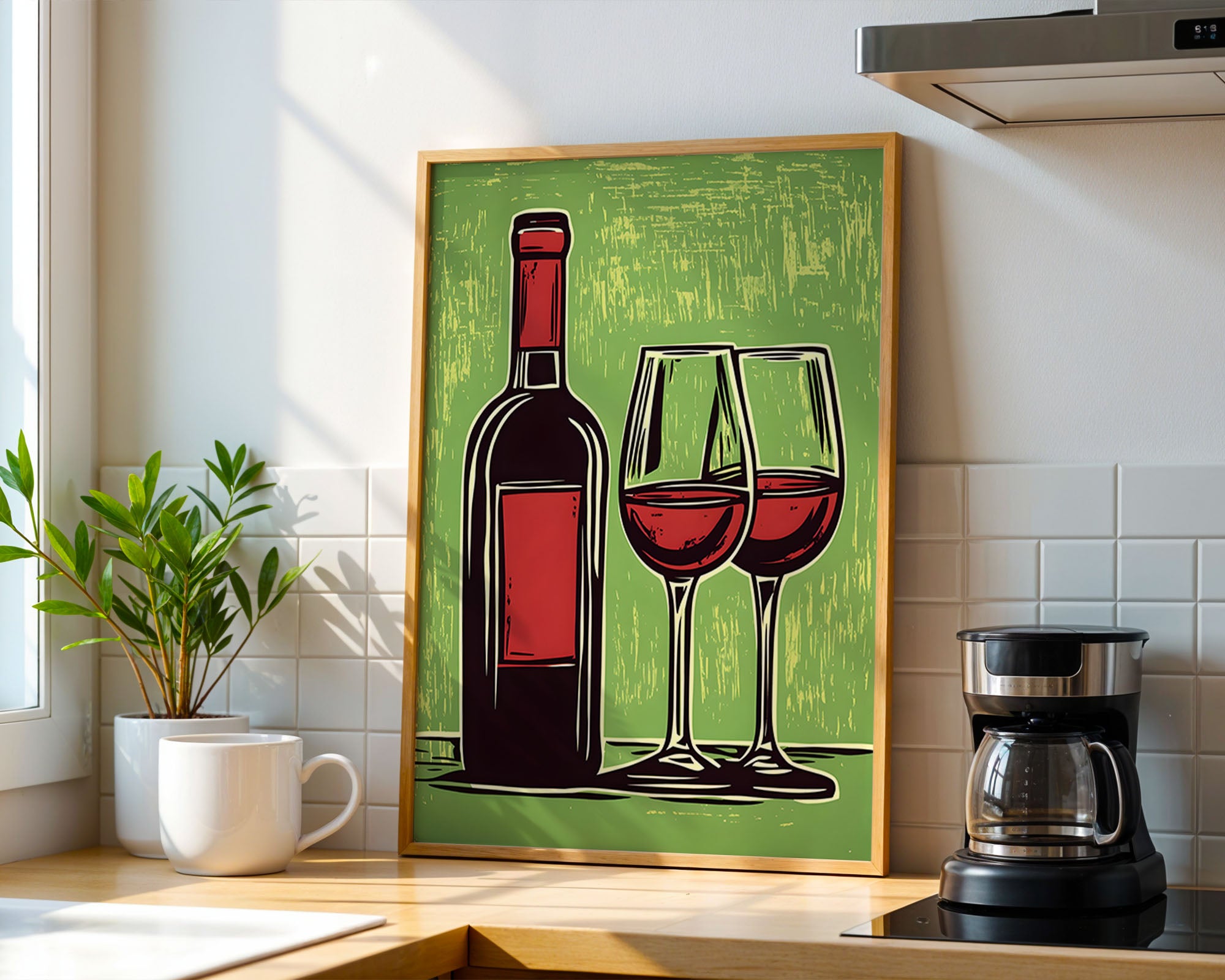 Vintage Red Wine Bottle And Glasses